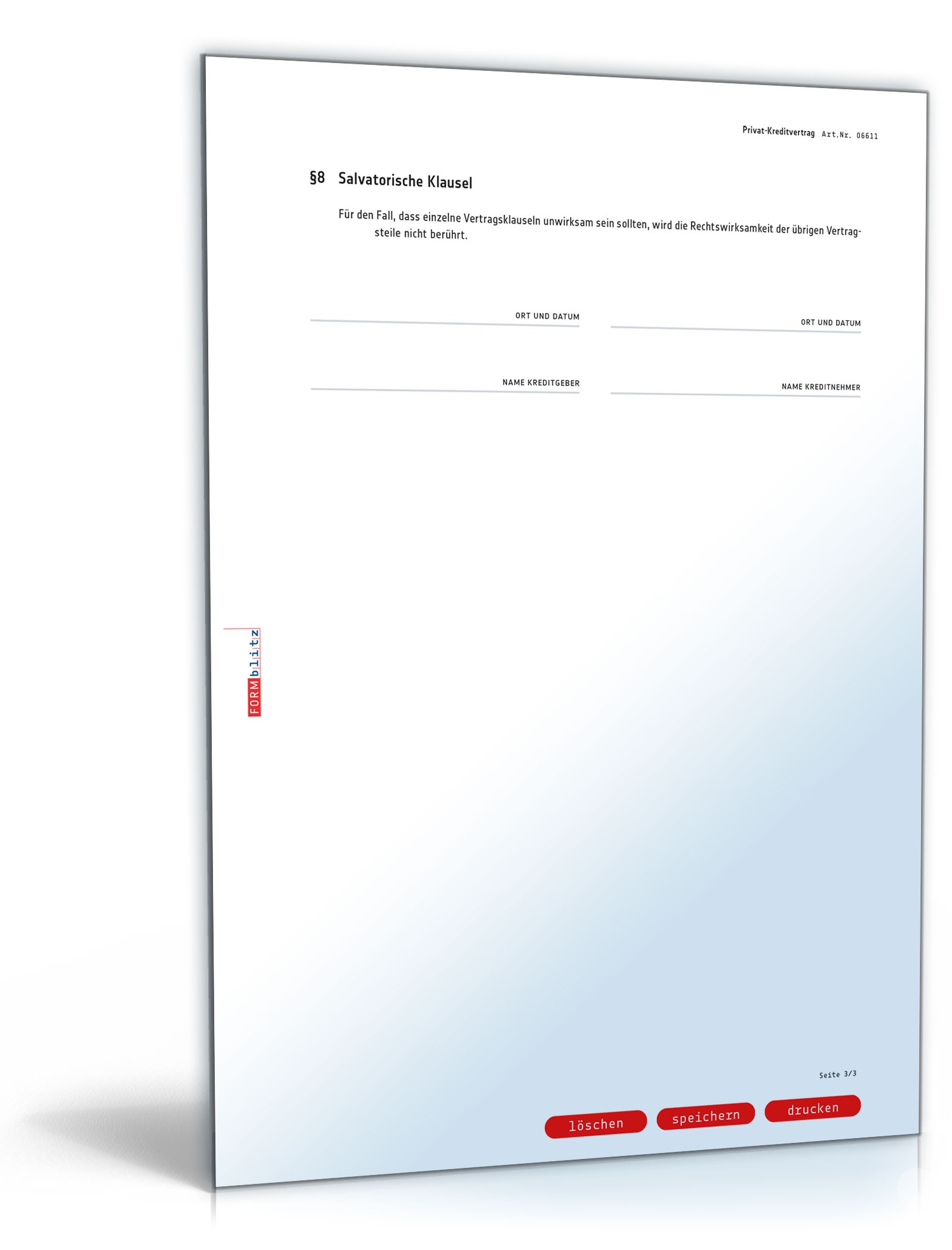 Privat-Kreditvertrag PDF. Seite: 3