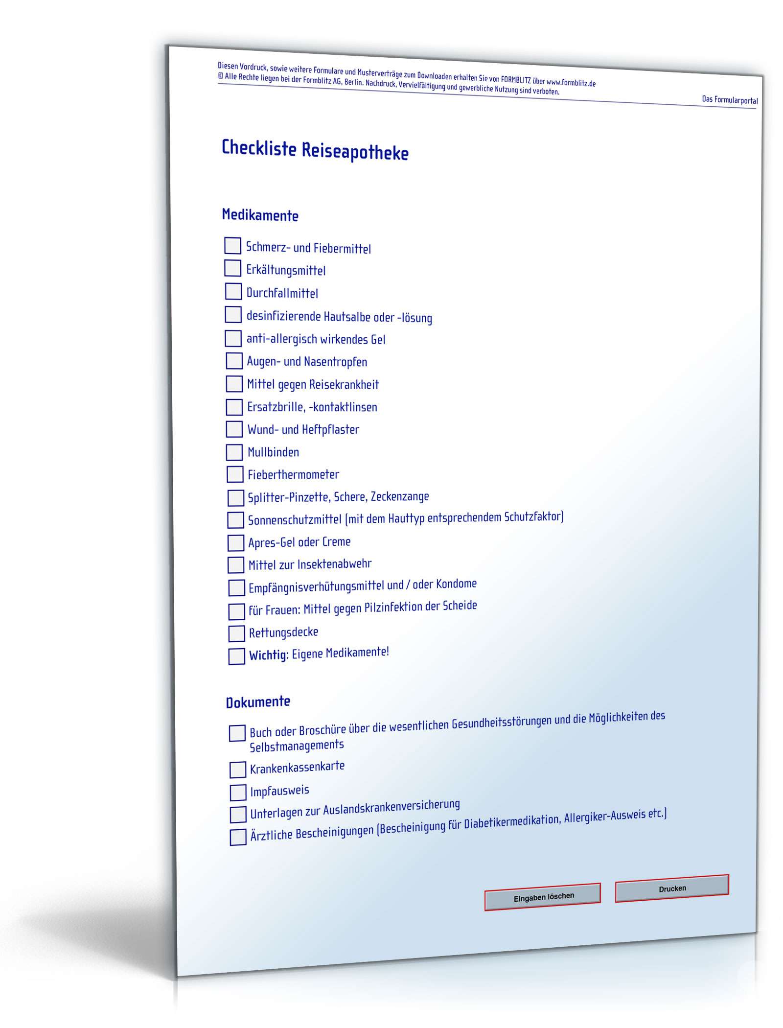 Checkliste Reiseapotheke