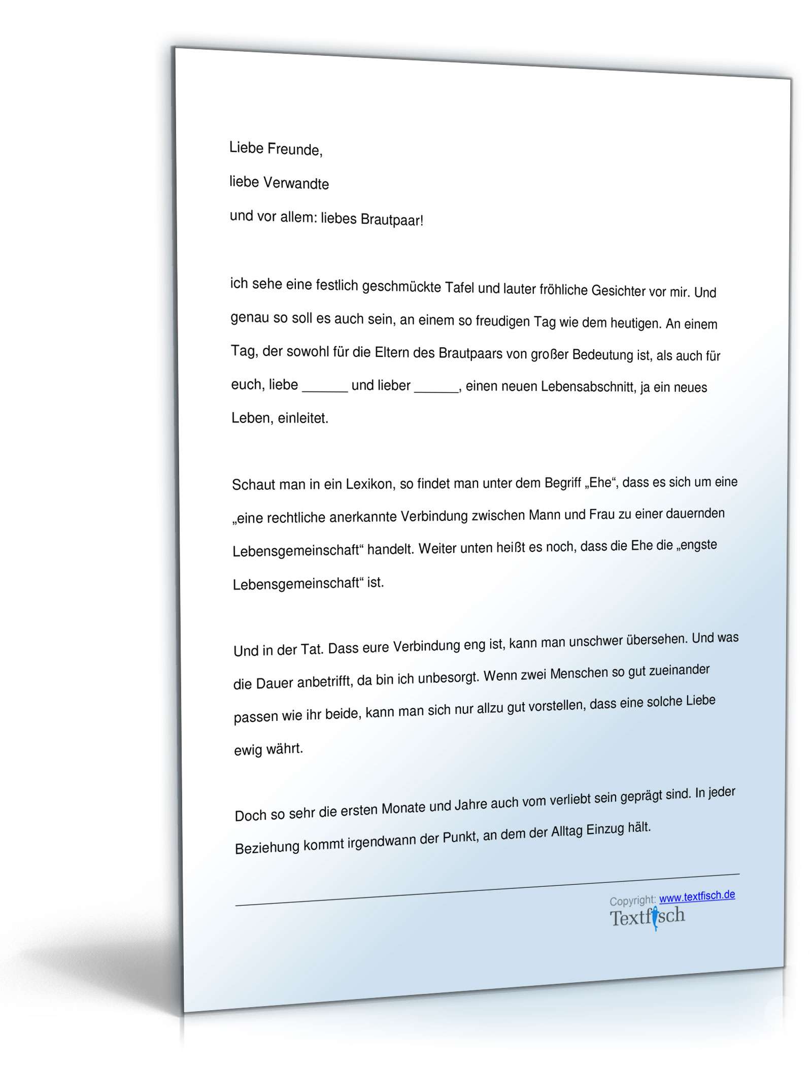 Hochzeitsrede - Freund/Freundin der Braut PDF. Seite: 2