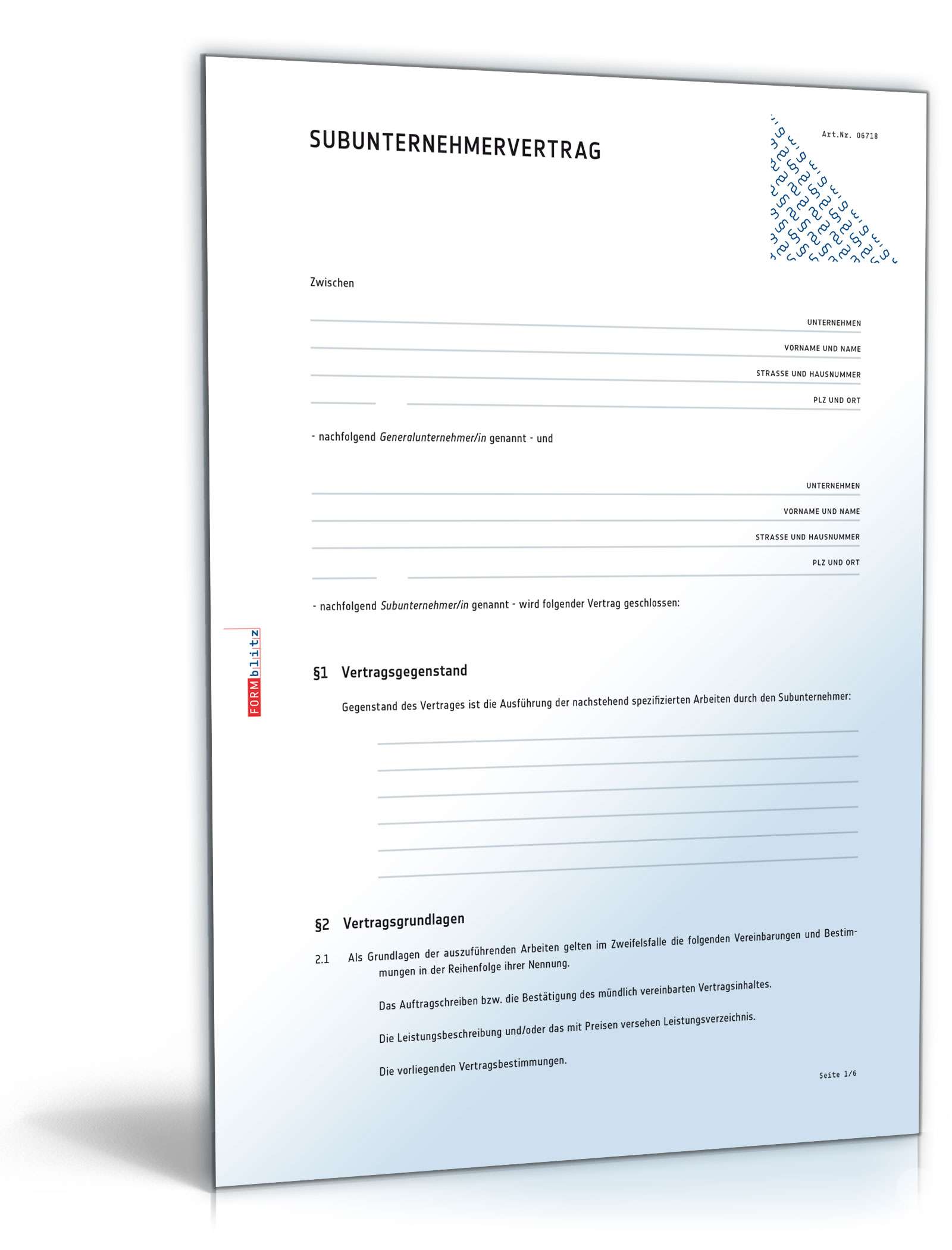 Subunternehmervertrag PDF