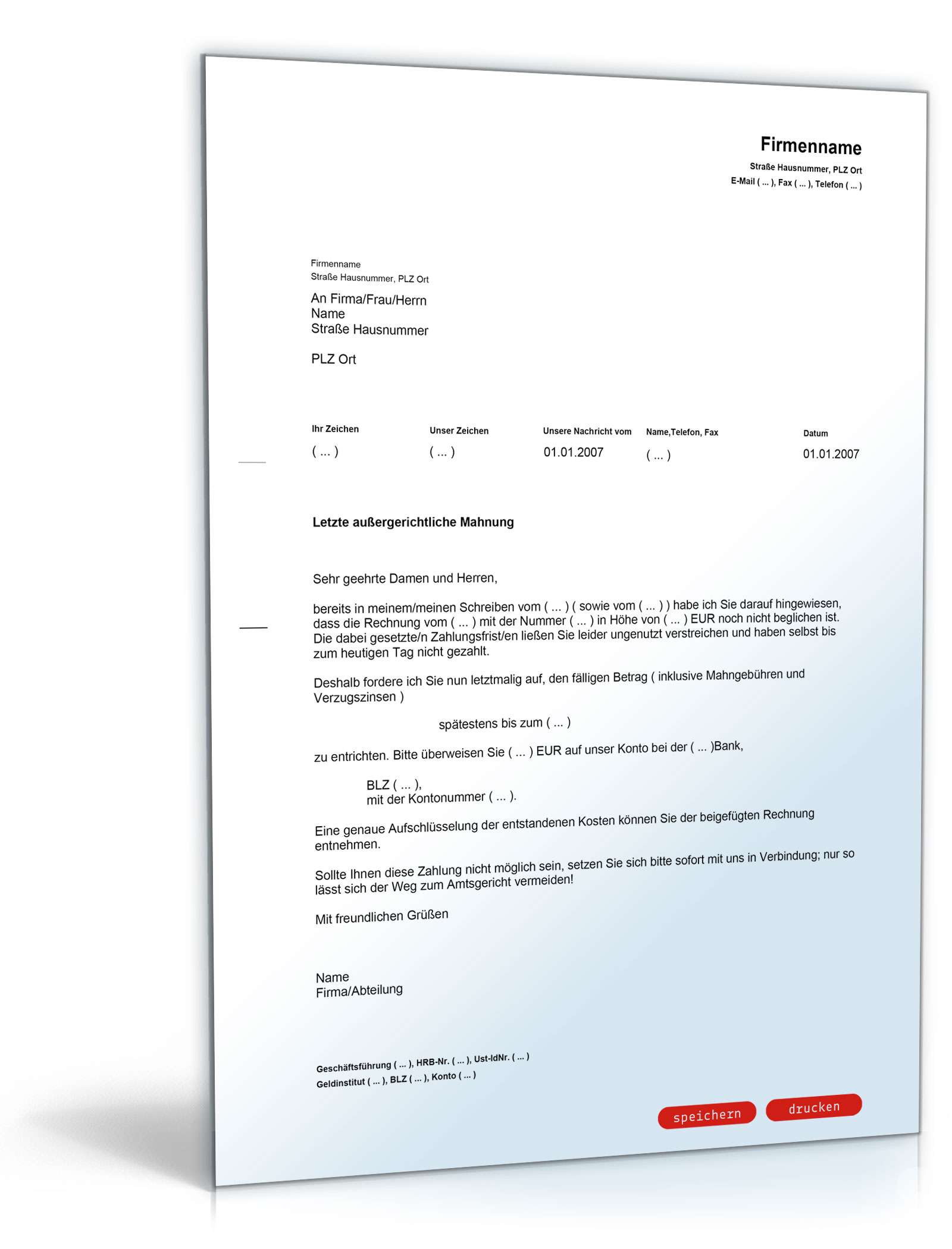 3. bzw. letzte Mahnung PDF