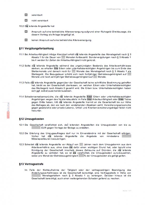 Anstellungsvertrag für leitende Angestellte (bei bestehendem Arbeitsverhältnis) Word. Seite: 3