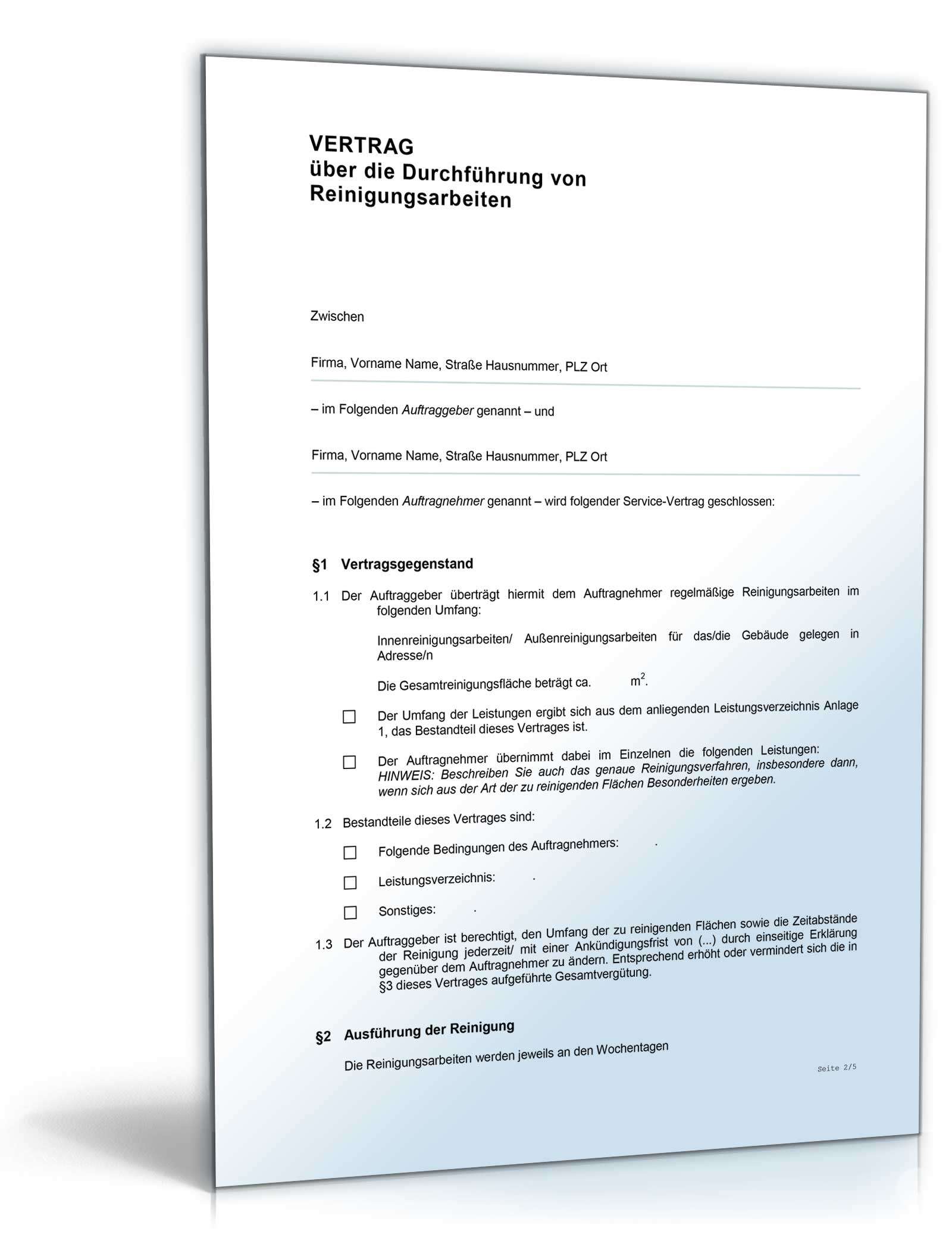 Reinigungsvertrag Word. Seite: 2