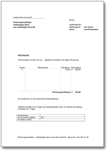 Rechnung Export mit Anschreiben Word