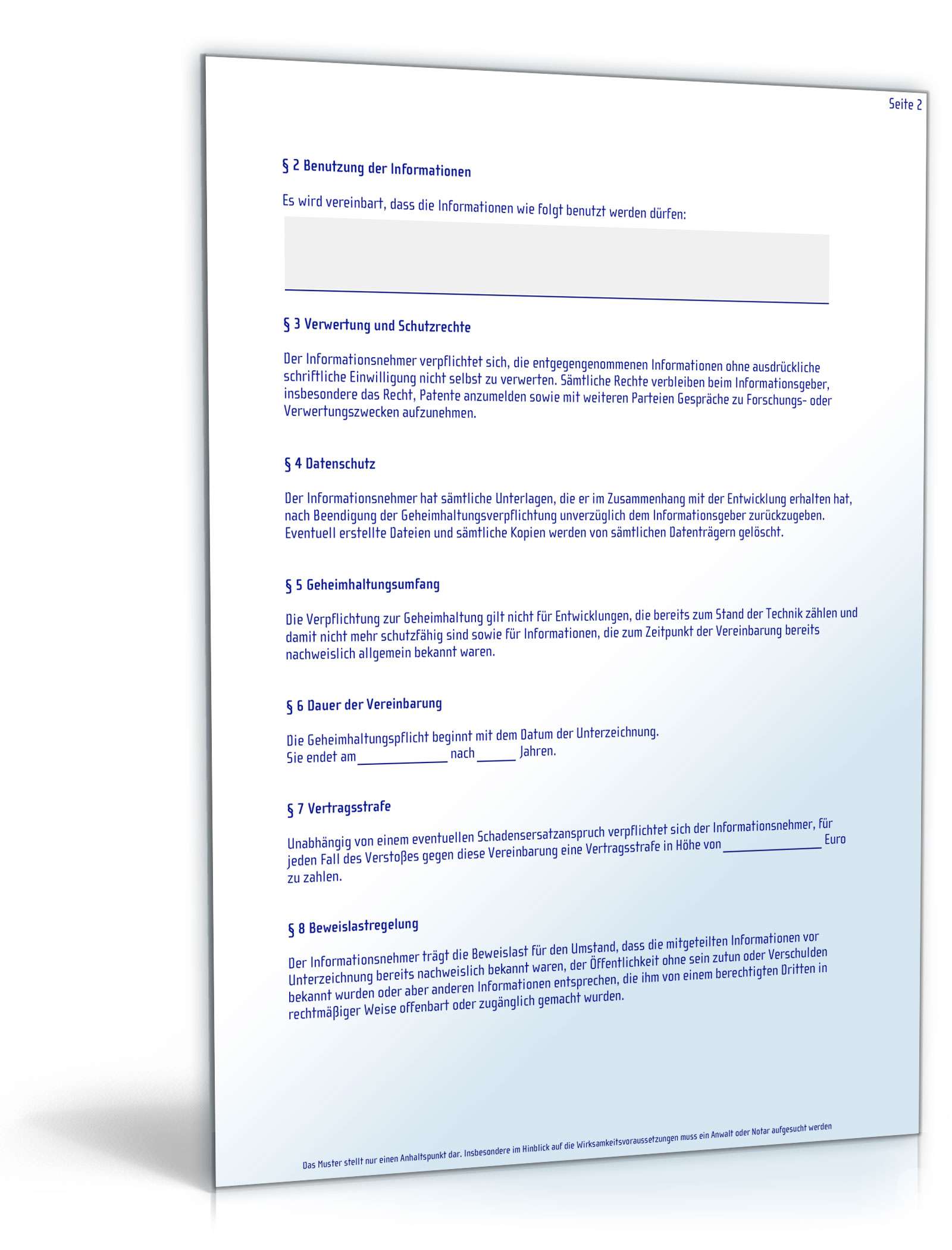 Geheimhaltungsvereinbarung PDF. Seite: 2