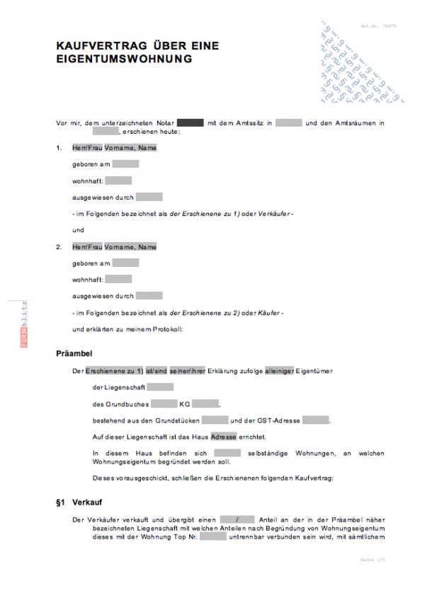 Kaufvertrag über eine Eigentumswohnung Word. Seite: 2