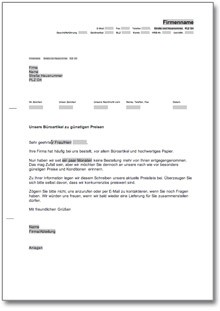 Werbebrief für Büroartikel Word