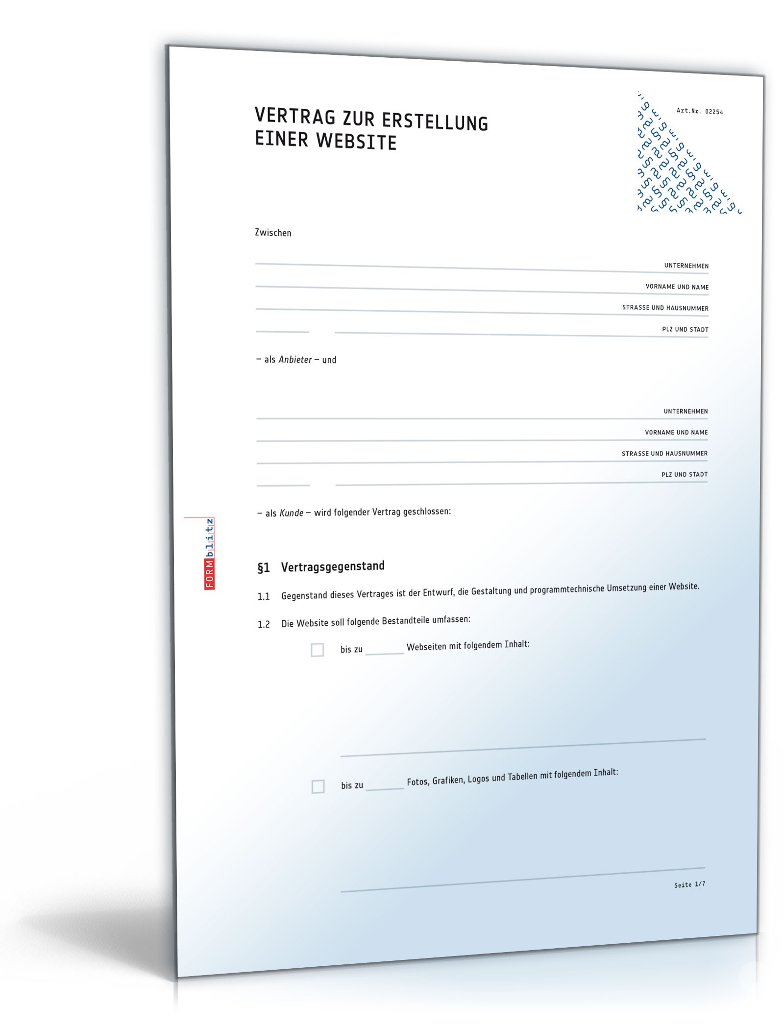 Website-Erstellungsvertrag PDF