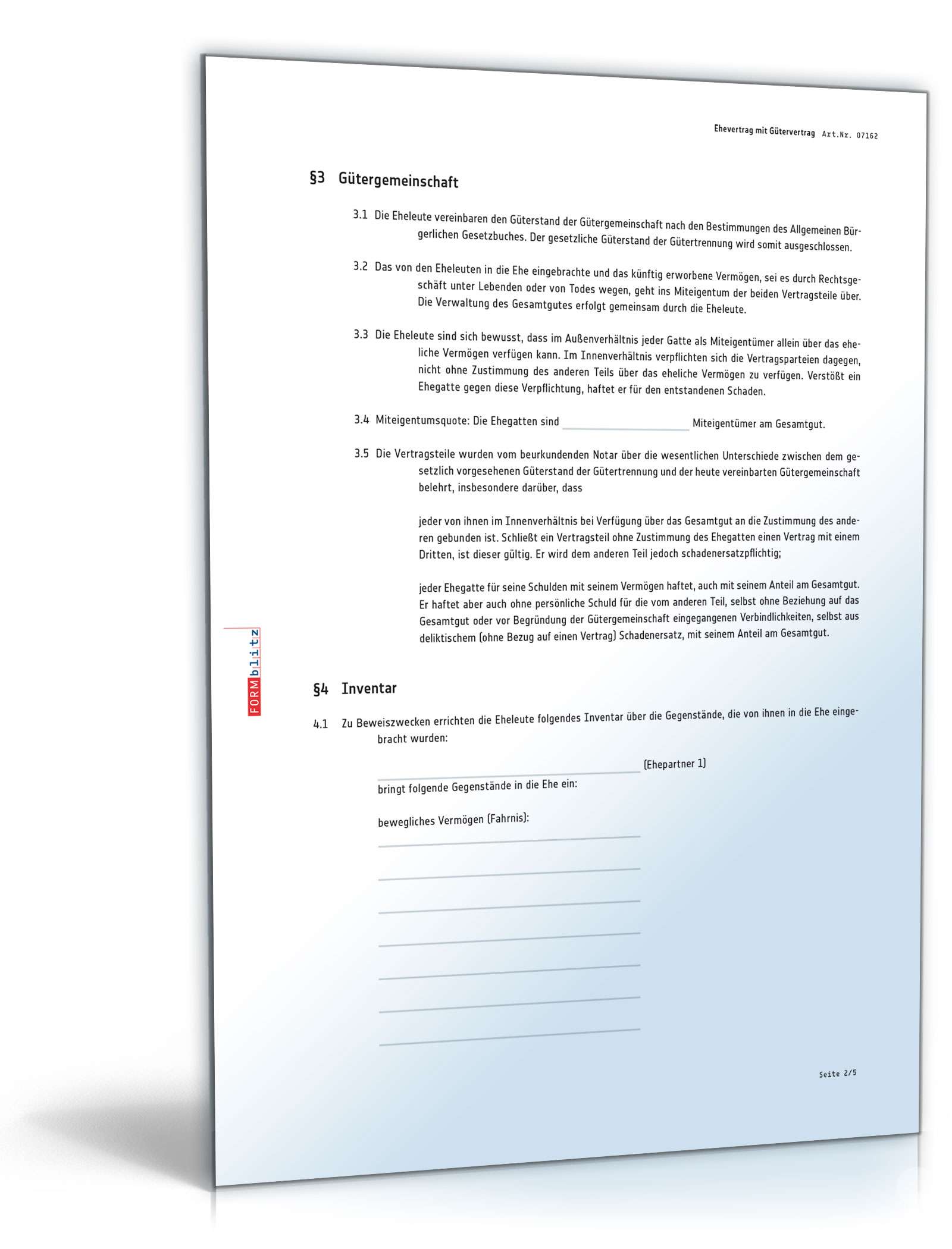 Ehevertrag mit Gütergemeinschaft PDF. Seite: 2
