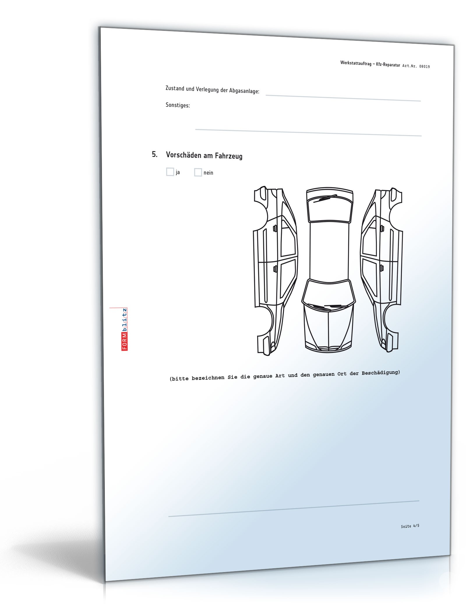 Werkstattauftrag für Kfz-Reparatur PDF. Seite: 4