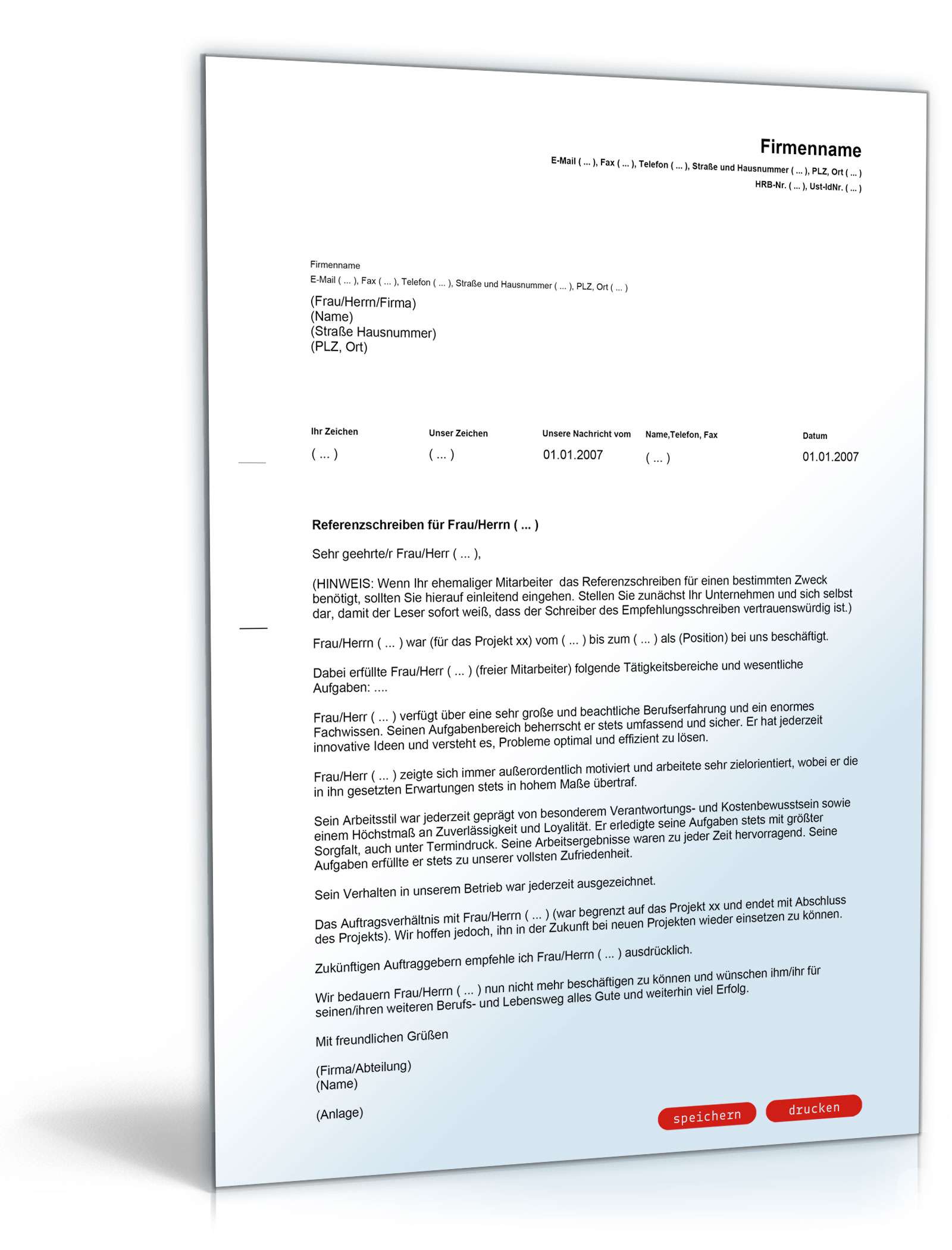 Allgemeines Referenzschreiben (englisch/deutsch) PDF. Seite: 2