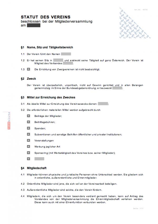 Statut des Vereins Word. Seite: 2
