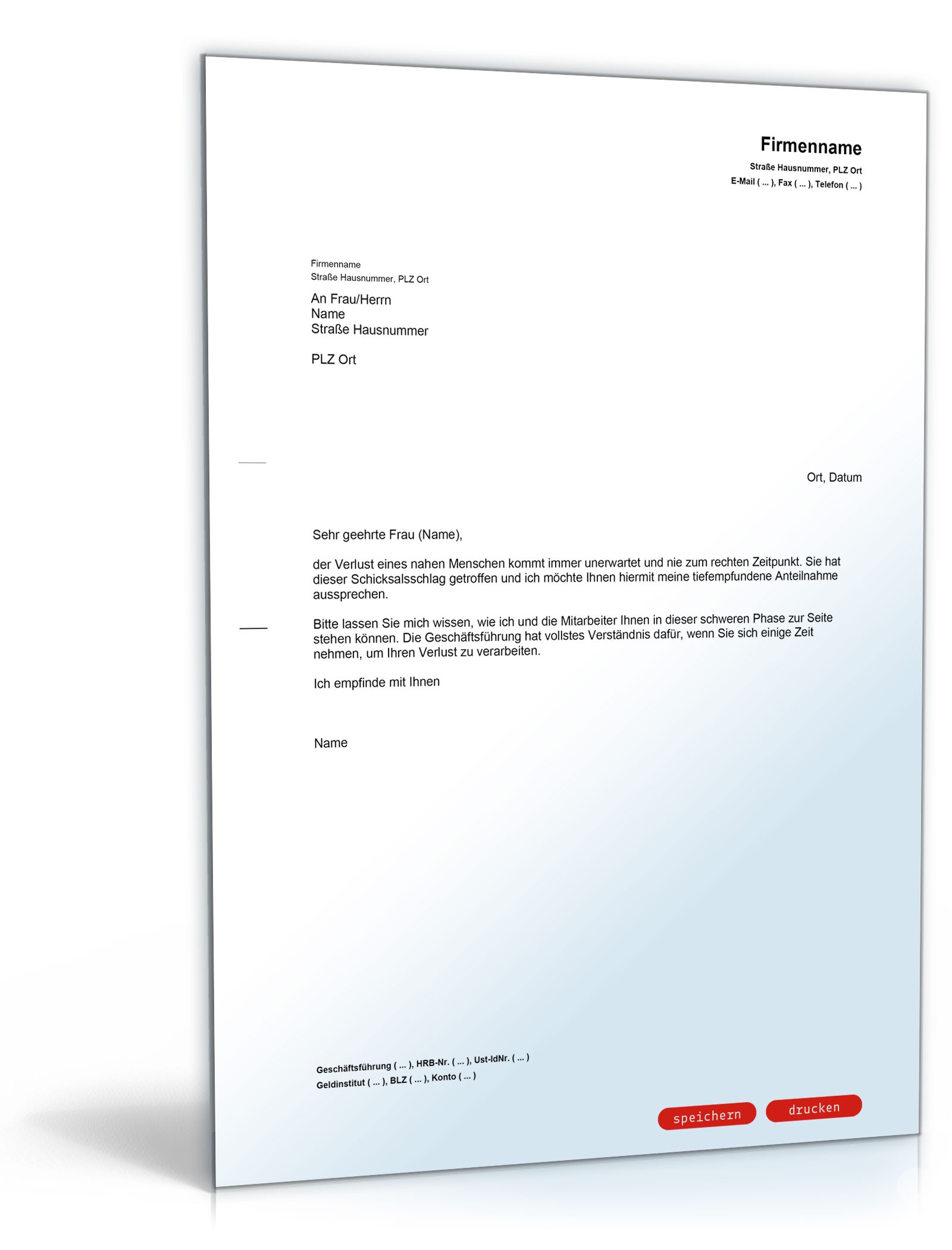 Kondolenzschreiben PDF