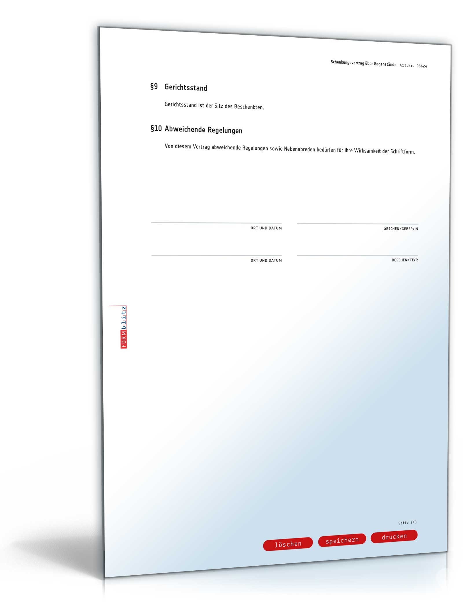 Schenkungsvertrag über Gegenstände PDF. Seite: 3