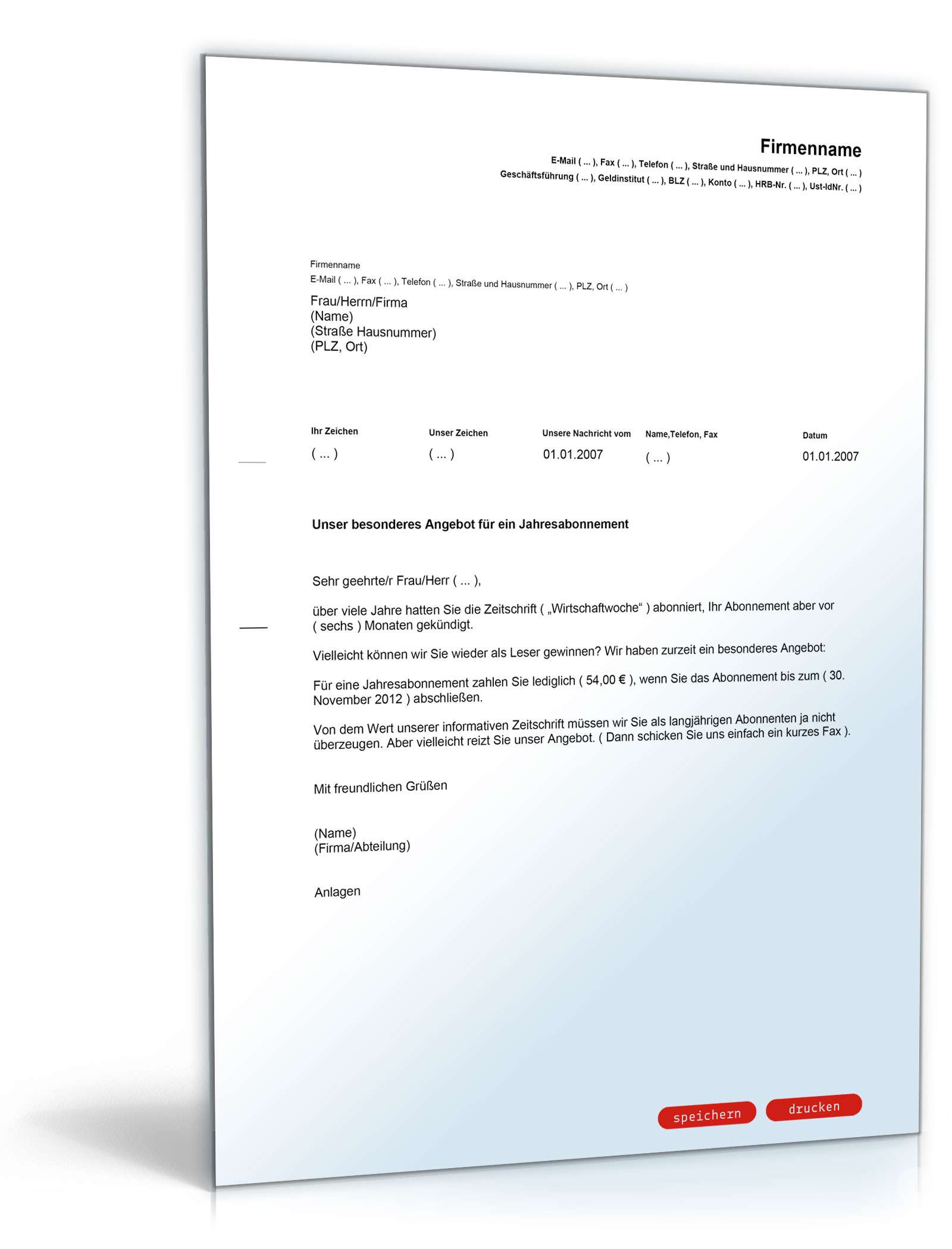 Werbebrief für ein Zeitschriftenabonnement PDF