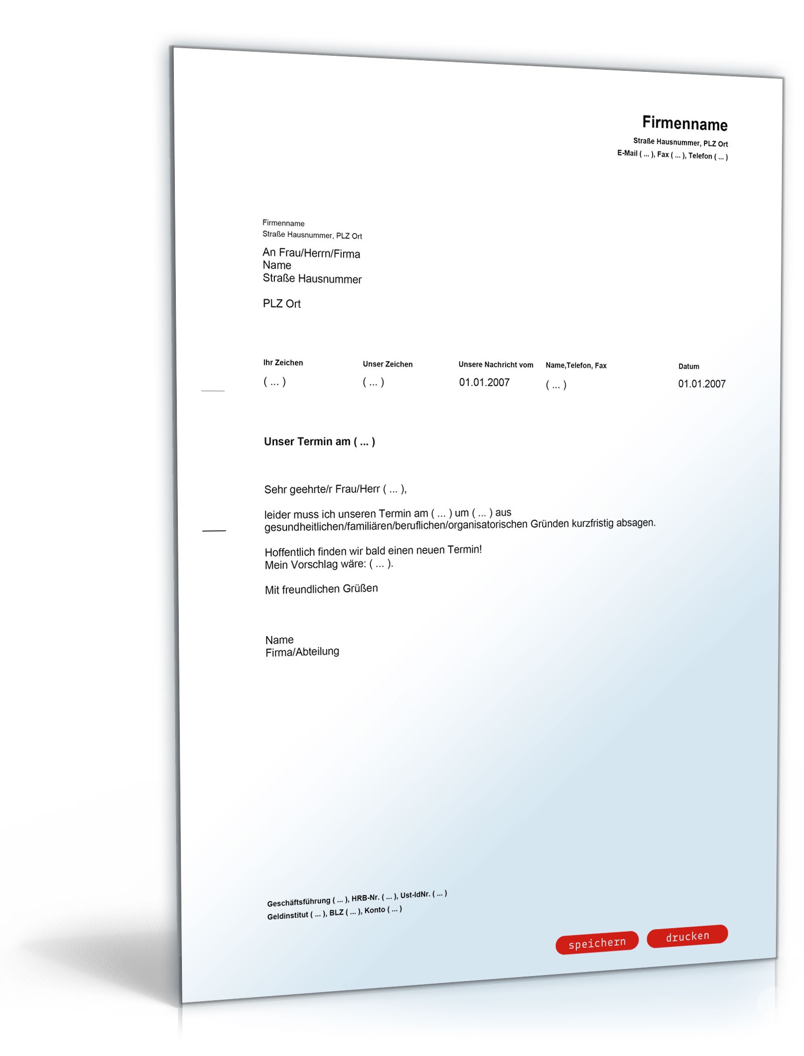 Absage eines Termins PDF