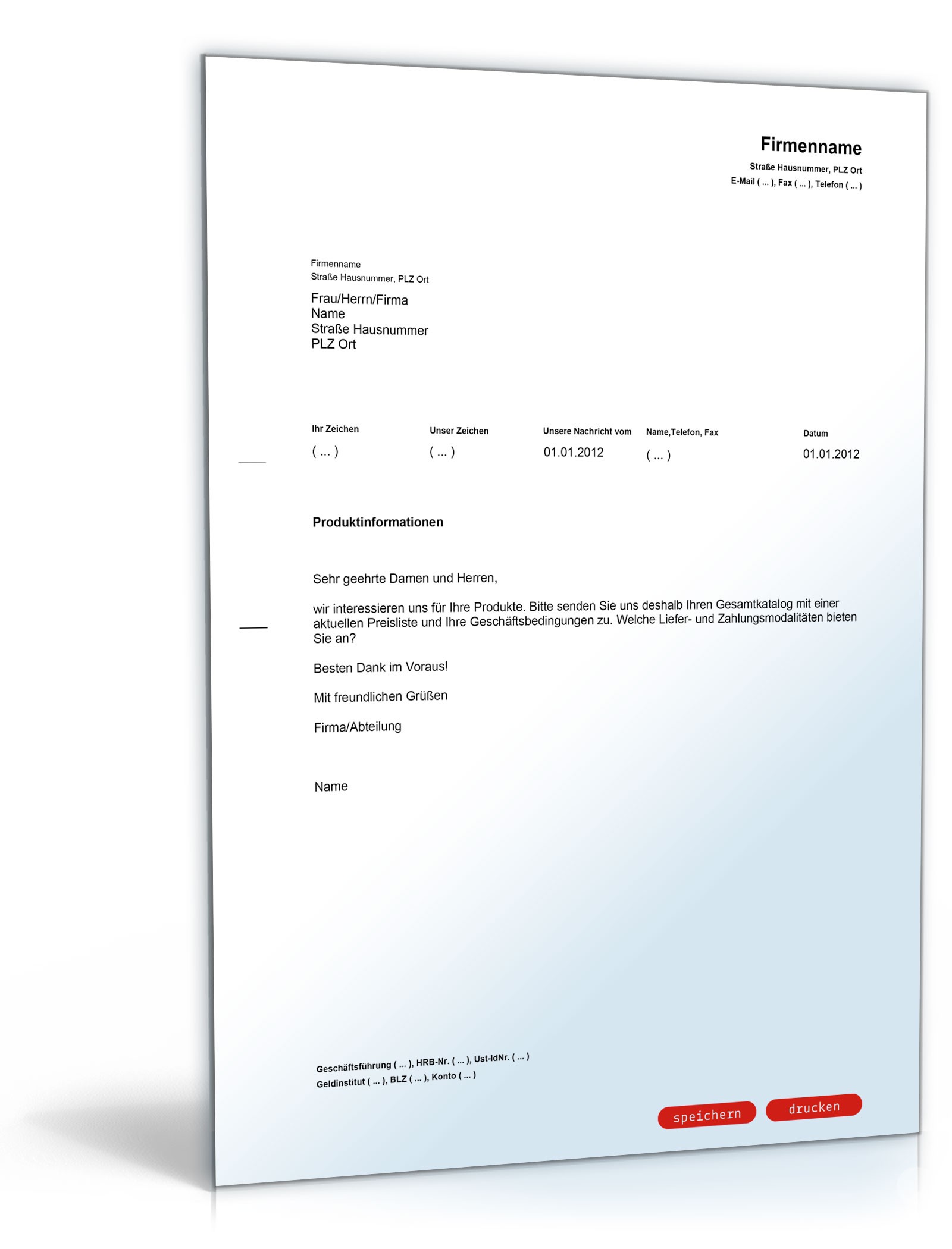 Allgemeine Produktanfrage PDF