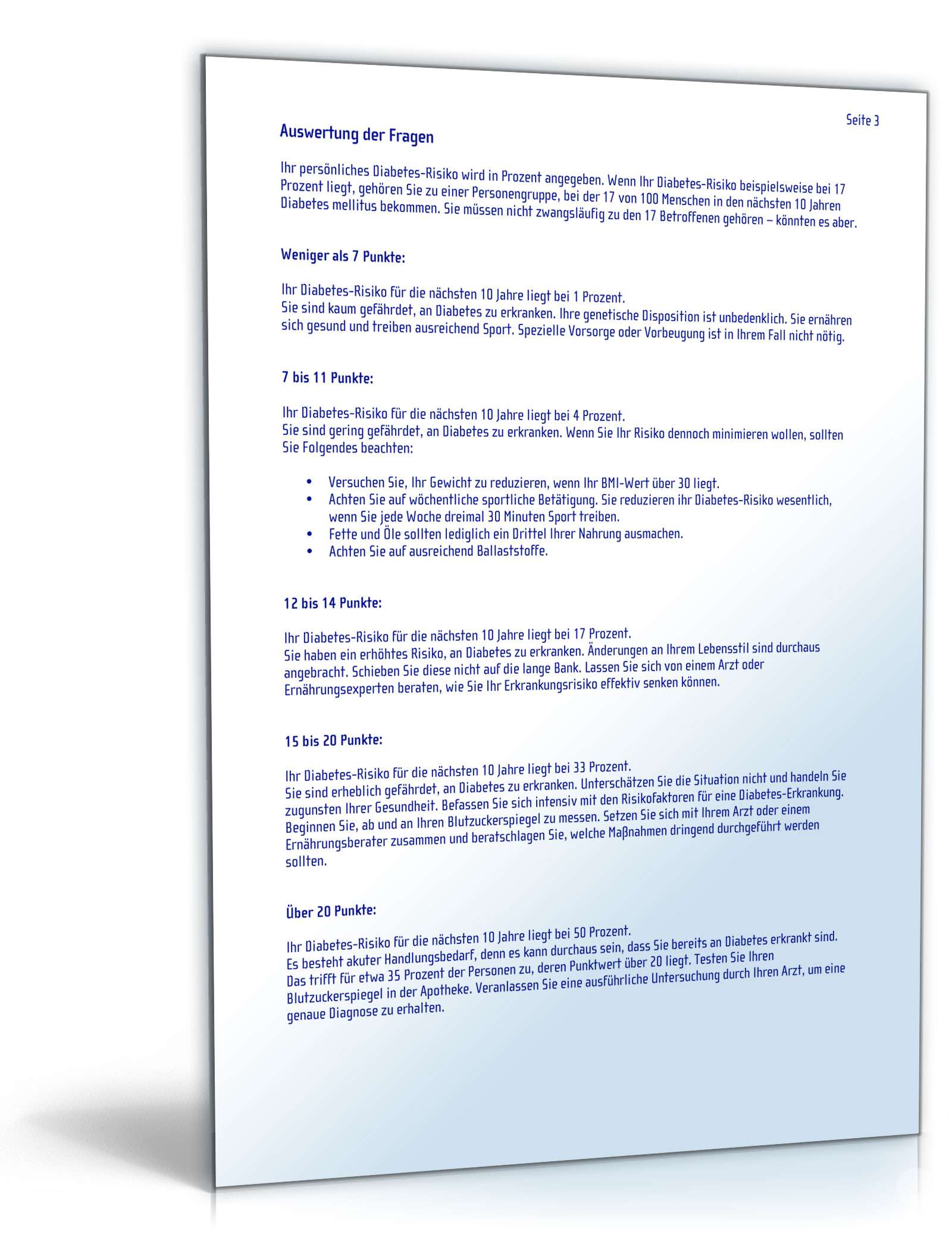 Risikotest Diabetes PDF. Seite: 3