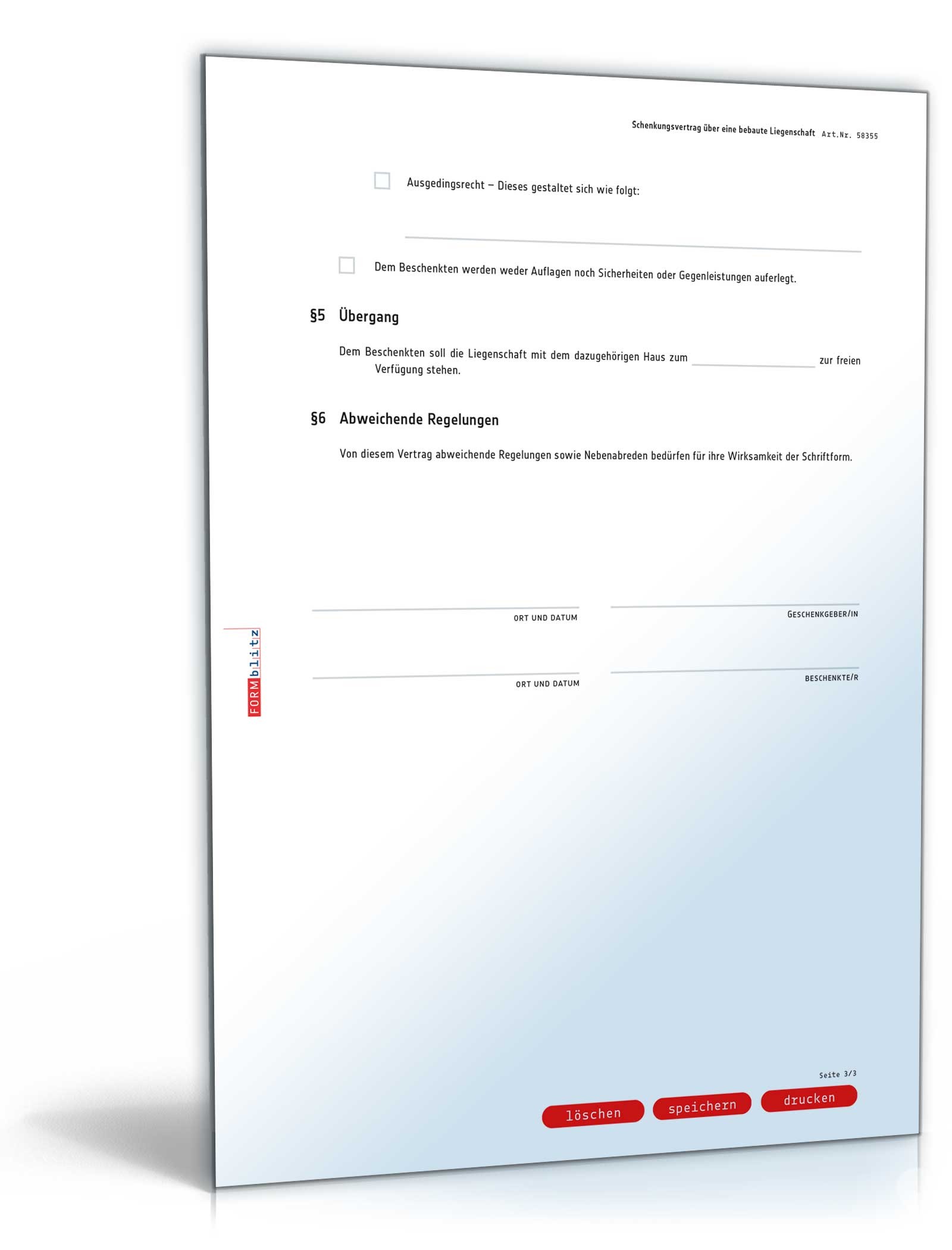 Schenkungsvertrag über eine bebaute Liegenschaft PDF. Seite: 3