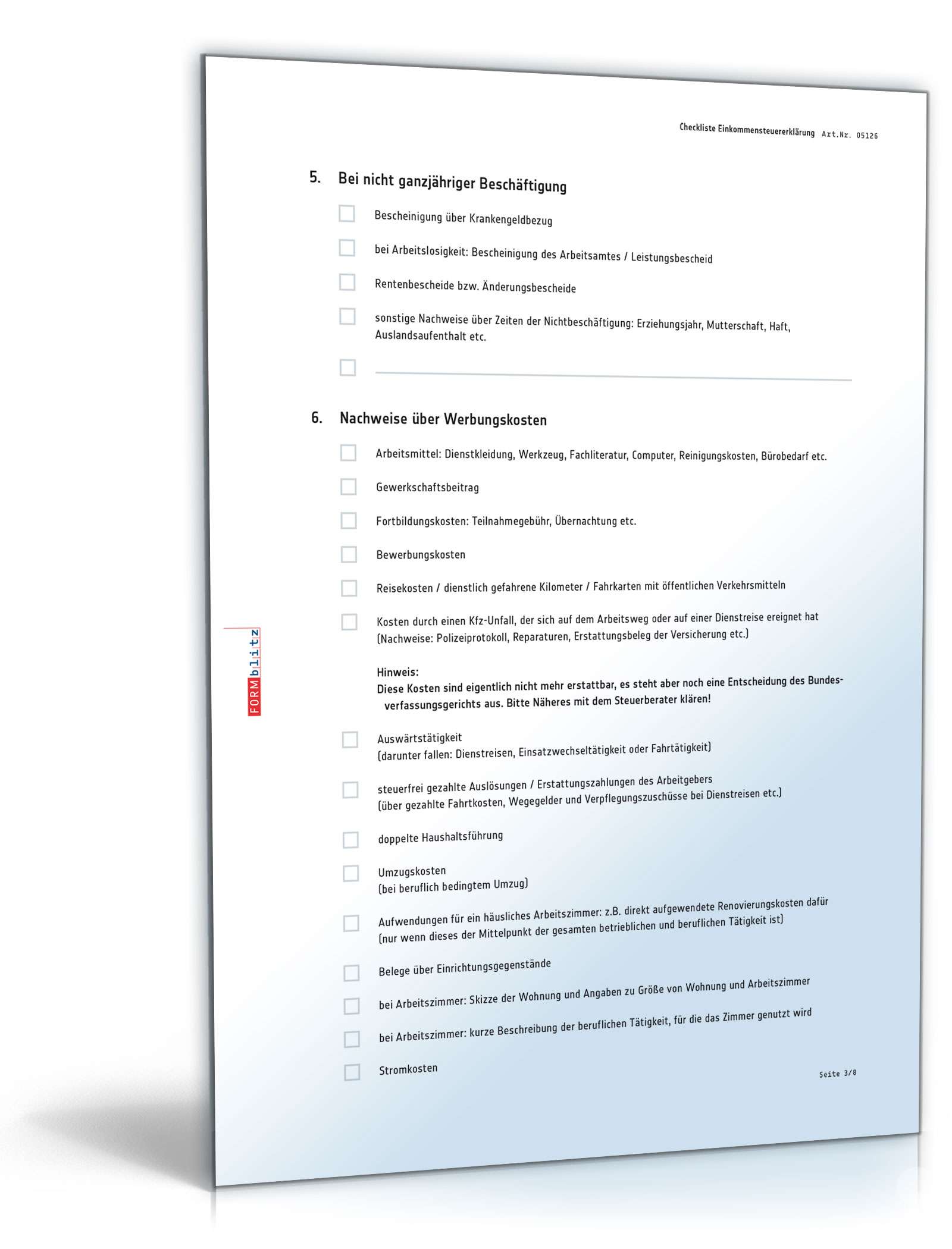 Checkliste zur Vorbereitung für ein Gespräch beim Steuerberater PDF. Seite: 3