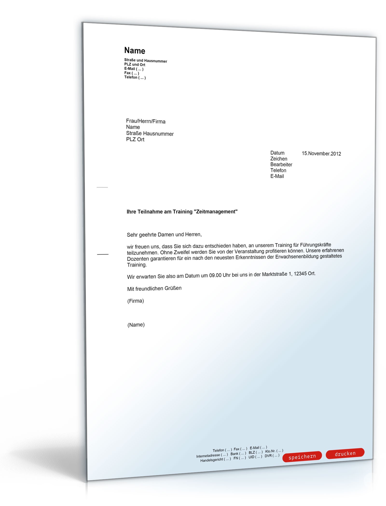 Bestätigung einer Seminarteilnahme PDF