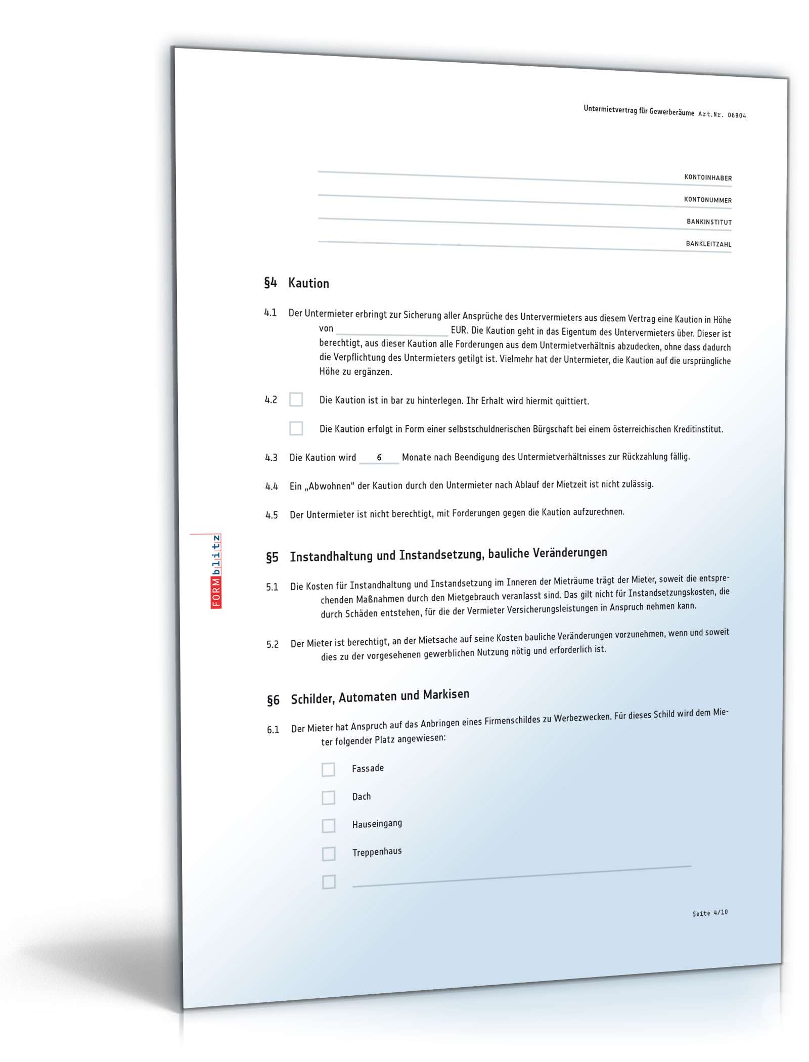 Untermietvertrag für Gewerberäume PDF. Seite: 4