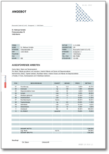Angebot eines Malerbetriebs Excel