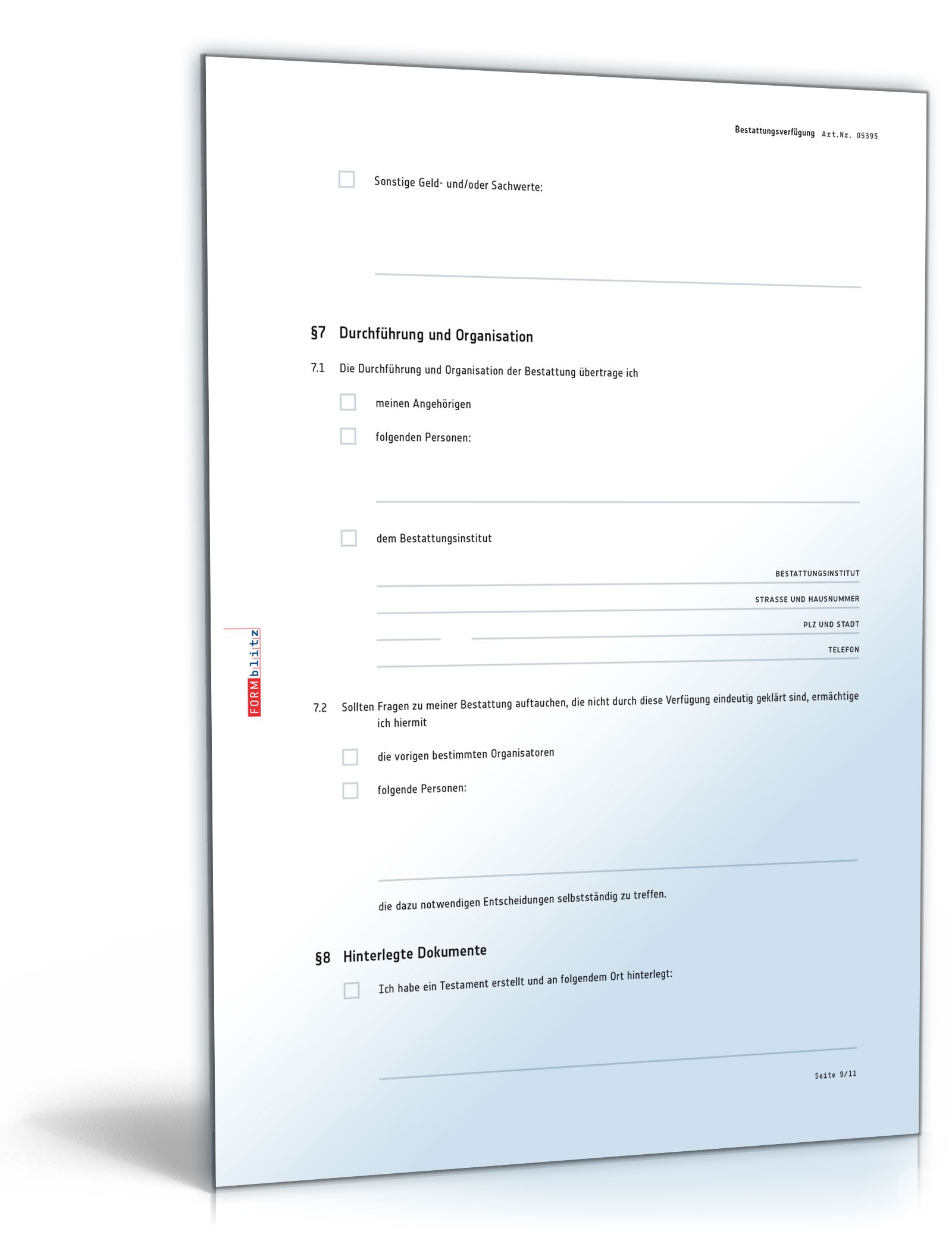 Bestattungsverfügung PDF. Seite: 9