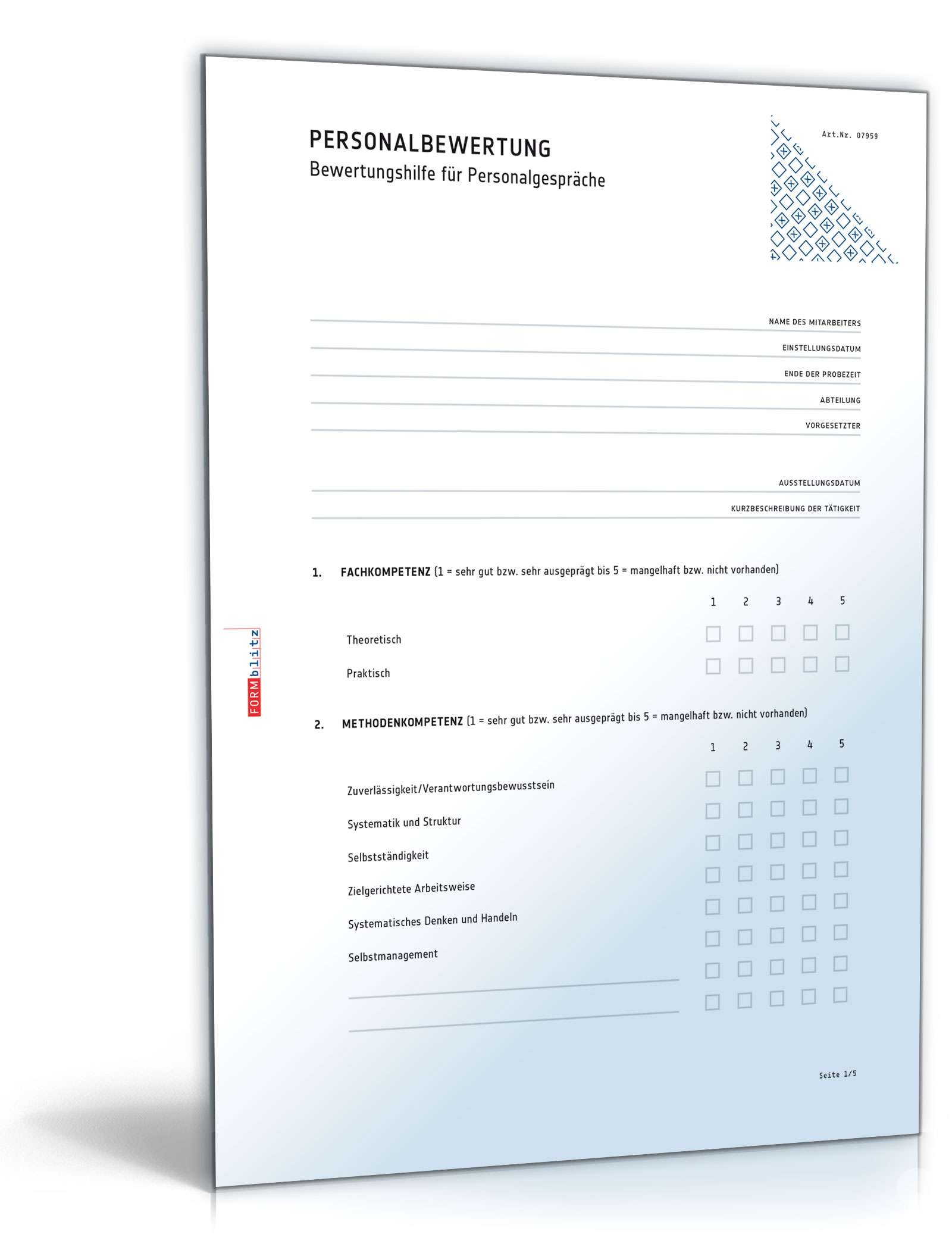 Vorlage für eine Mitarbeiterbeurteilung PDF