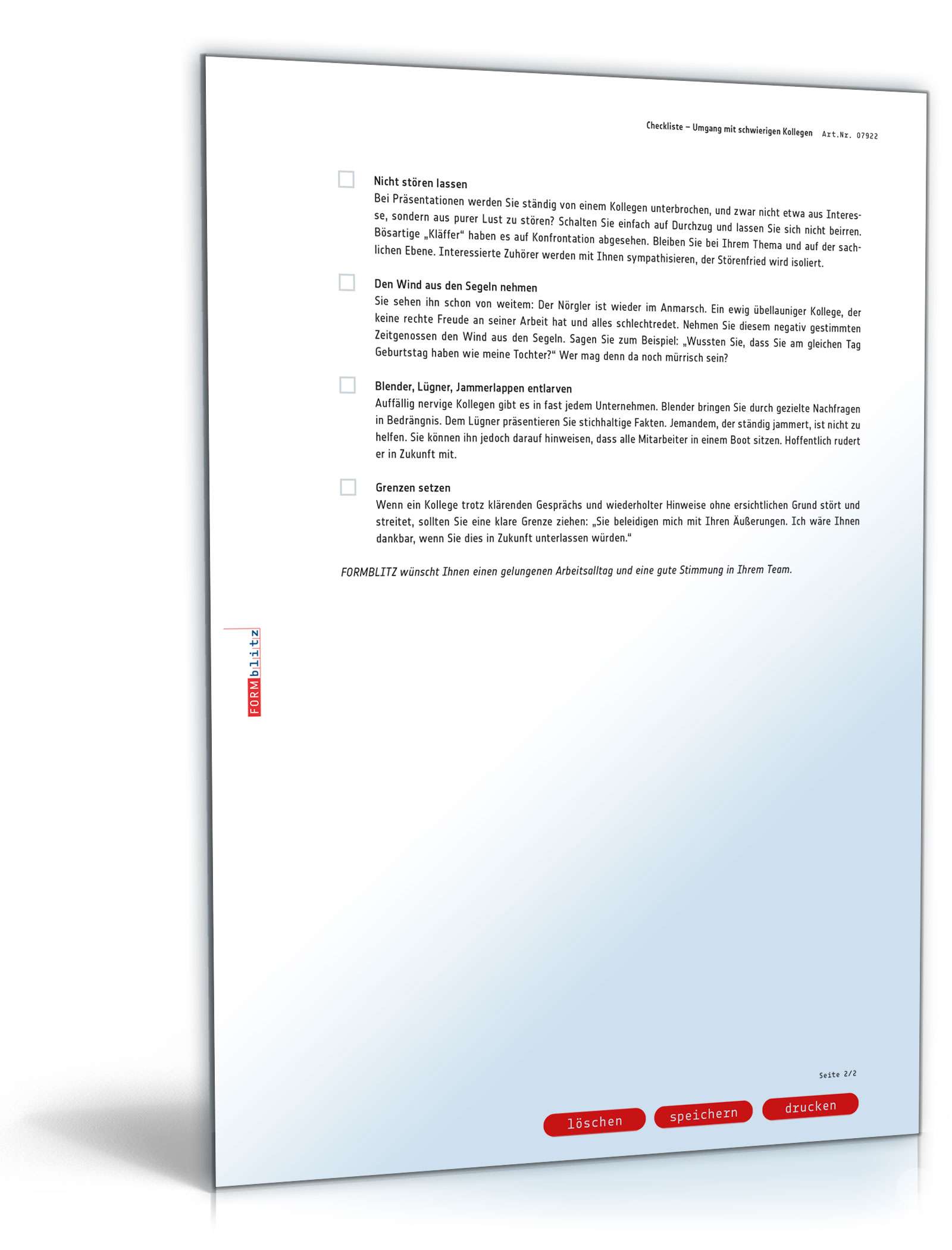 Checkliste: Umgang mit schwierigen Kollegen PDF. Seite: 2
