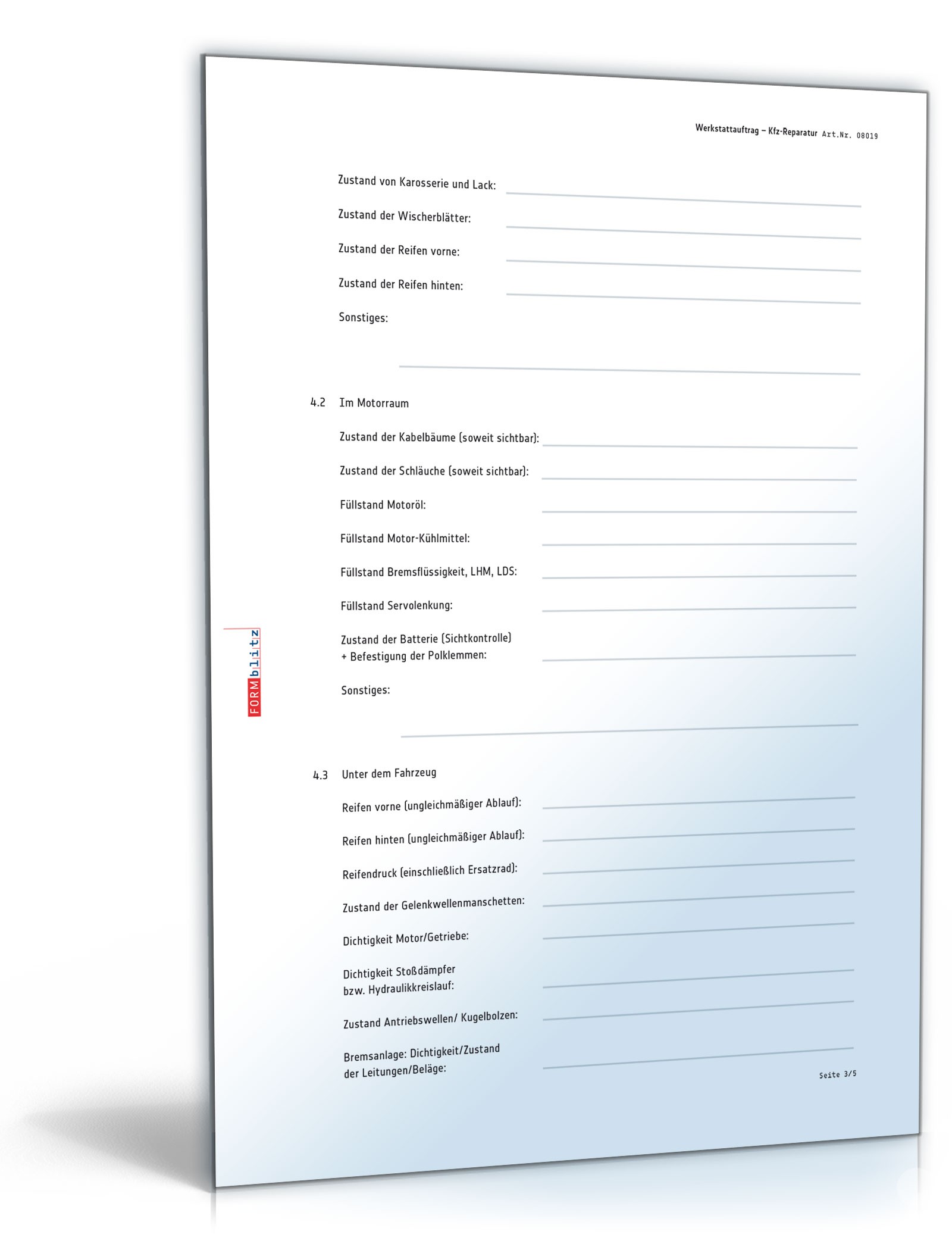Werkstattauftrag für Kfz-Reparatur PDF. Seite: 3