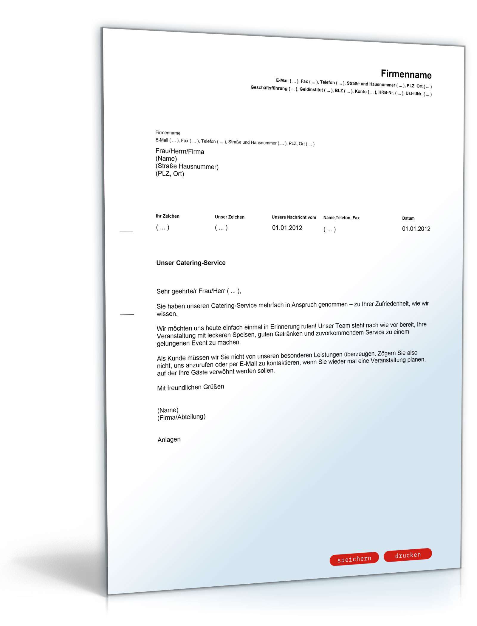 Werbebrief für einen Catering-Service PDF