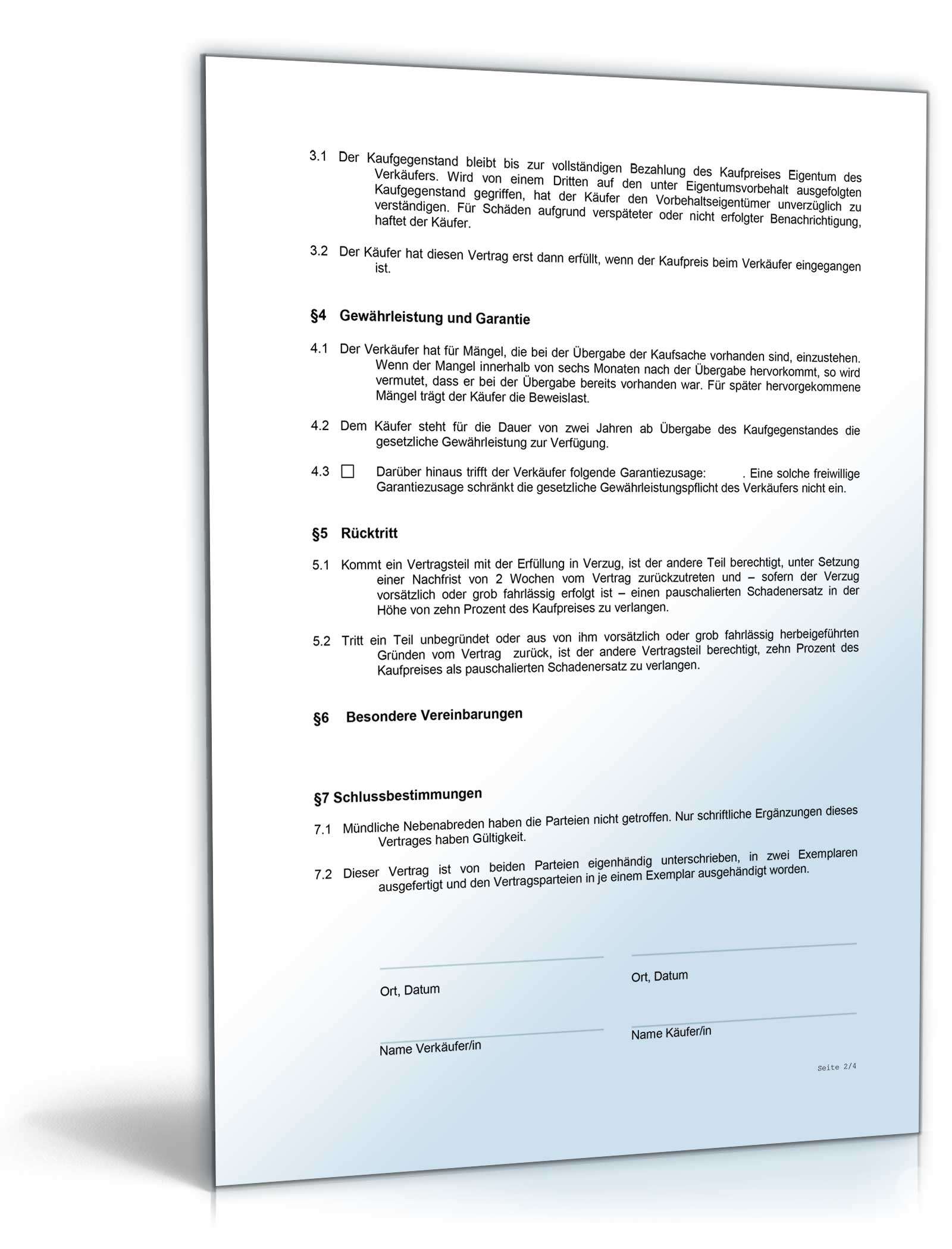 Kaufvertrag allgemein (B2C) Word. Seite: 3