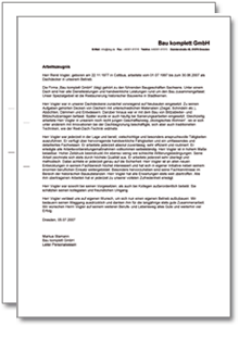 Dienstzeugnis-Paket (Dachdecker) Excel