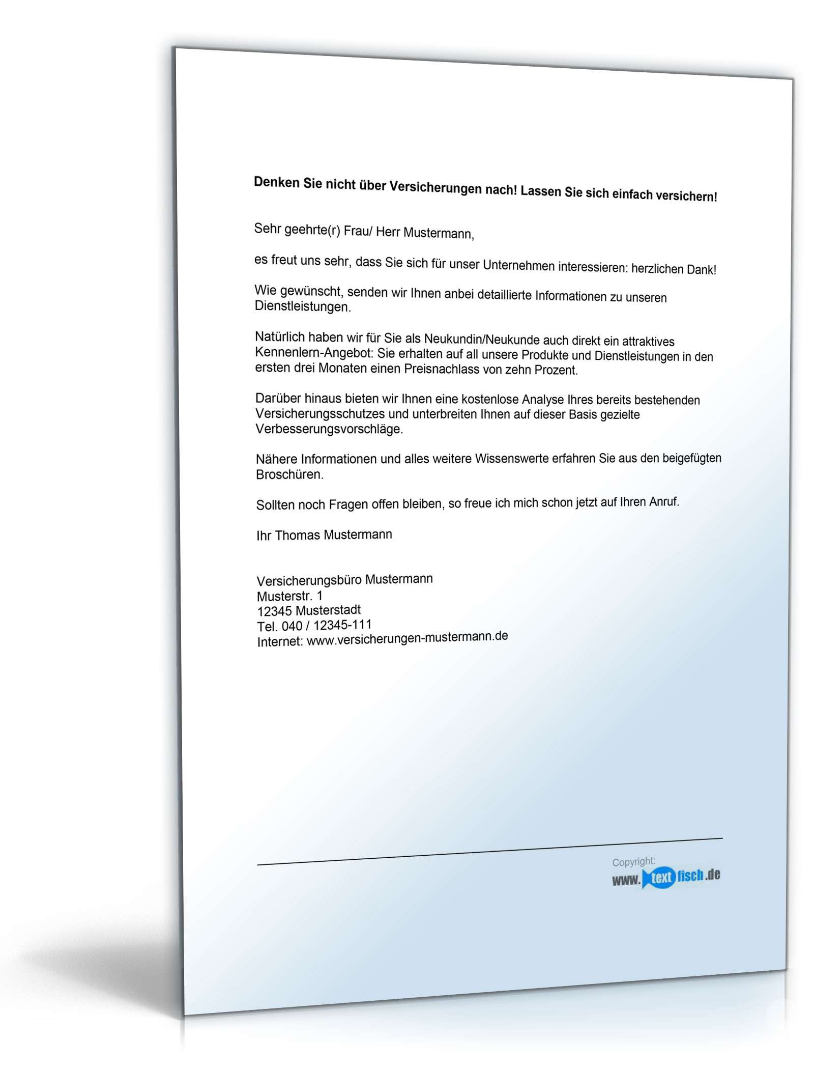 Werbebrief für eine Versicherungsagentur