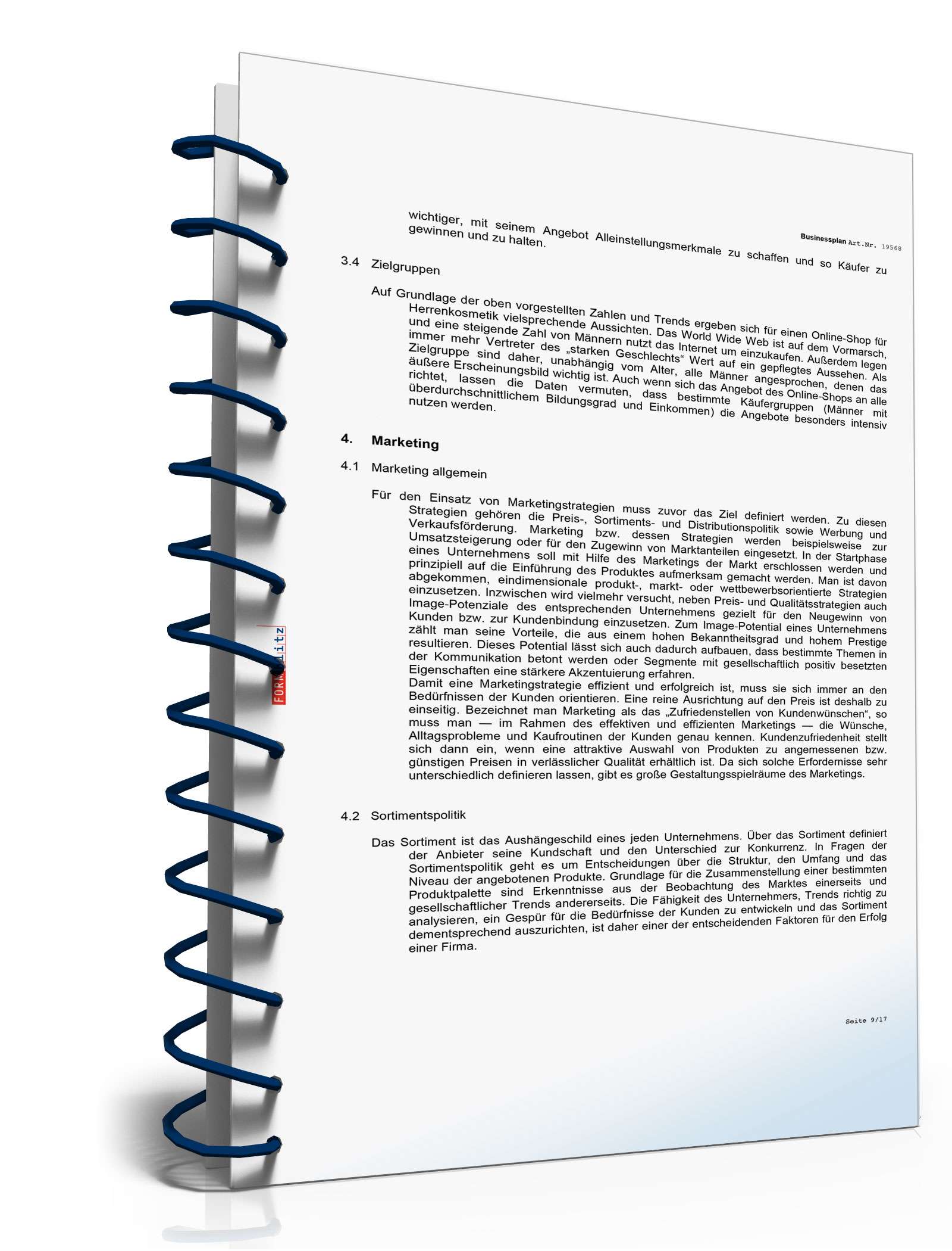 Businessplan für einen Online-Shop Excel. Seite: 7