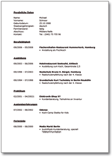 Lebenslauf (Hauptschule) Word