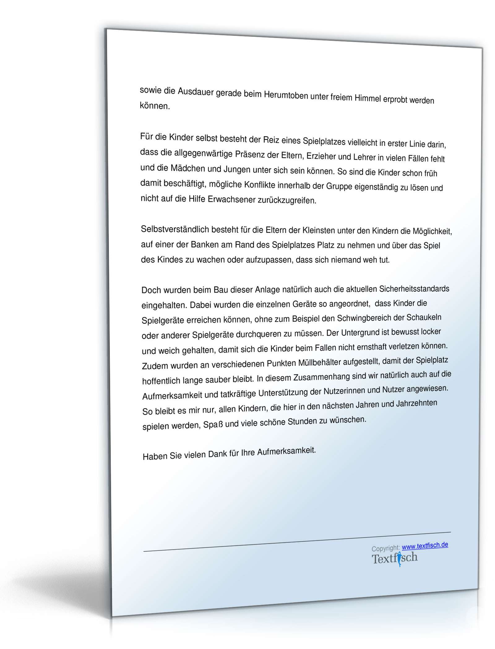 Einweihungsrede - Einweihung eines Spielplatzes  PDF. Seite: 3