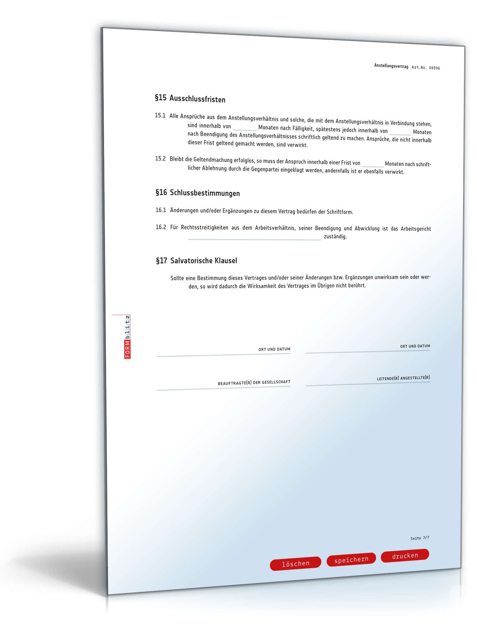 Anstellungsvertrag für leitende Angestellte (bei bestehendem Arbeitsverhältnis) PDF. Seite: 7