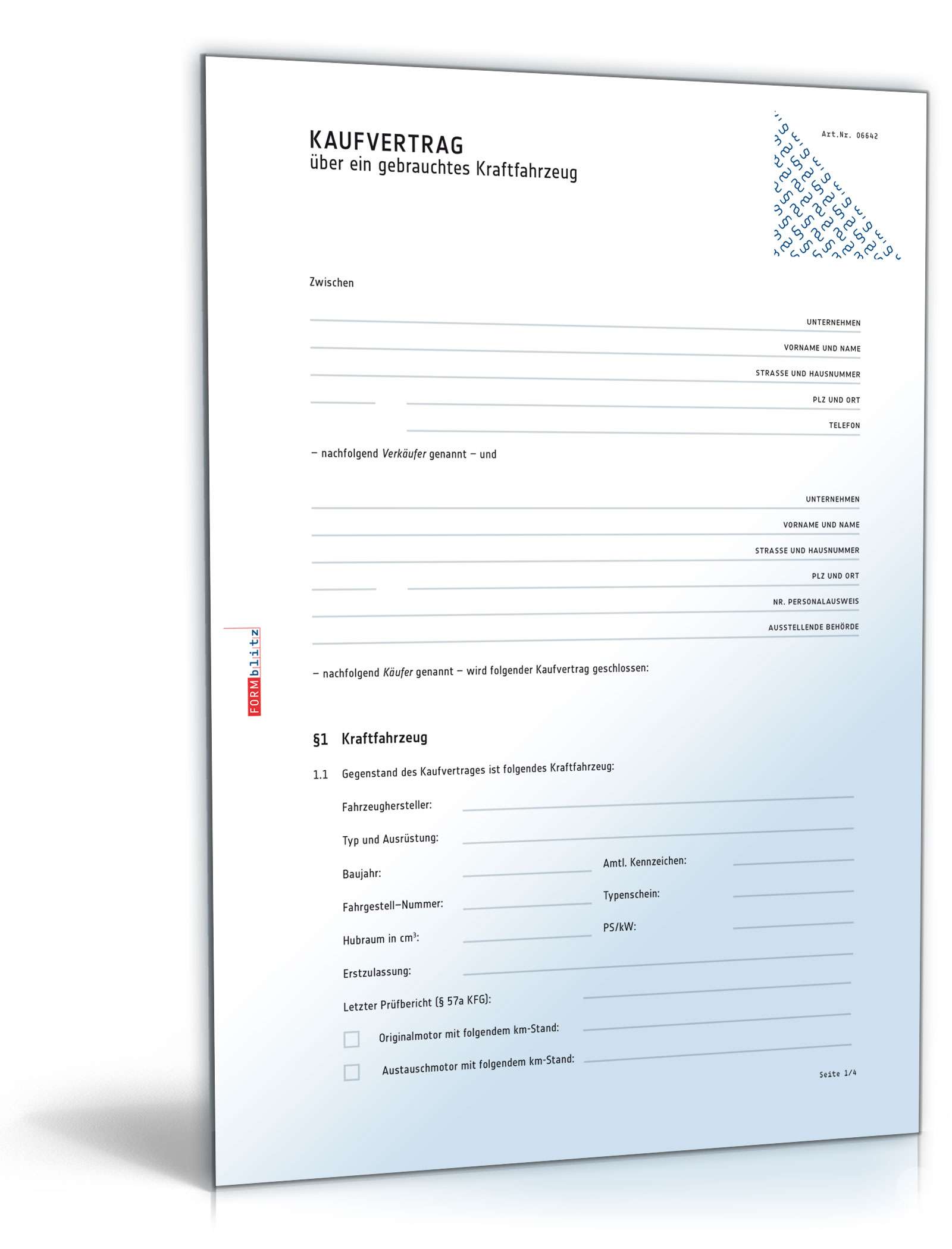 Kaufvertrag über ein gebrauchtes Fahrzeug PDF