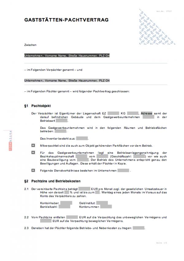 Gaststättenpachtvertrag Word. Seite: 2
