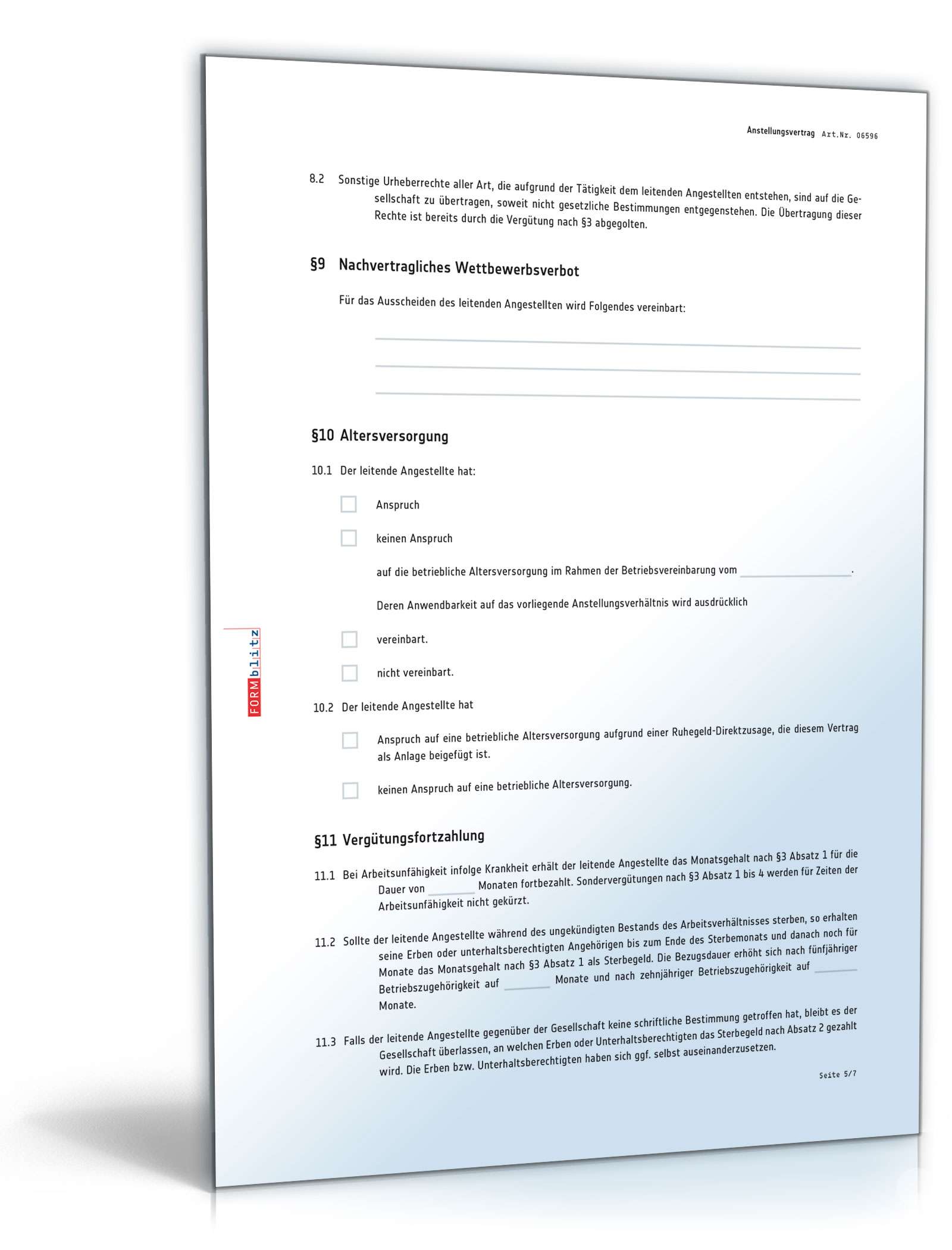 Anstellungsvertrag für leitende Angestellte (bei bestehendem Arbeitsverhältnis) PDF. Seite: 5
