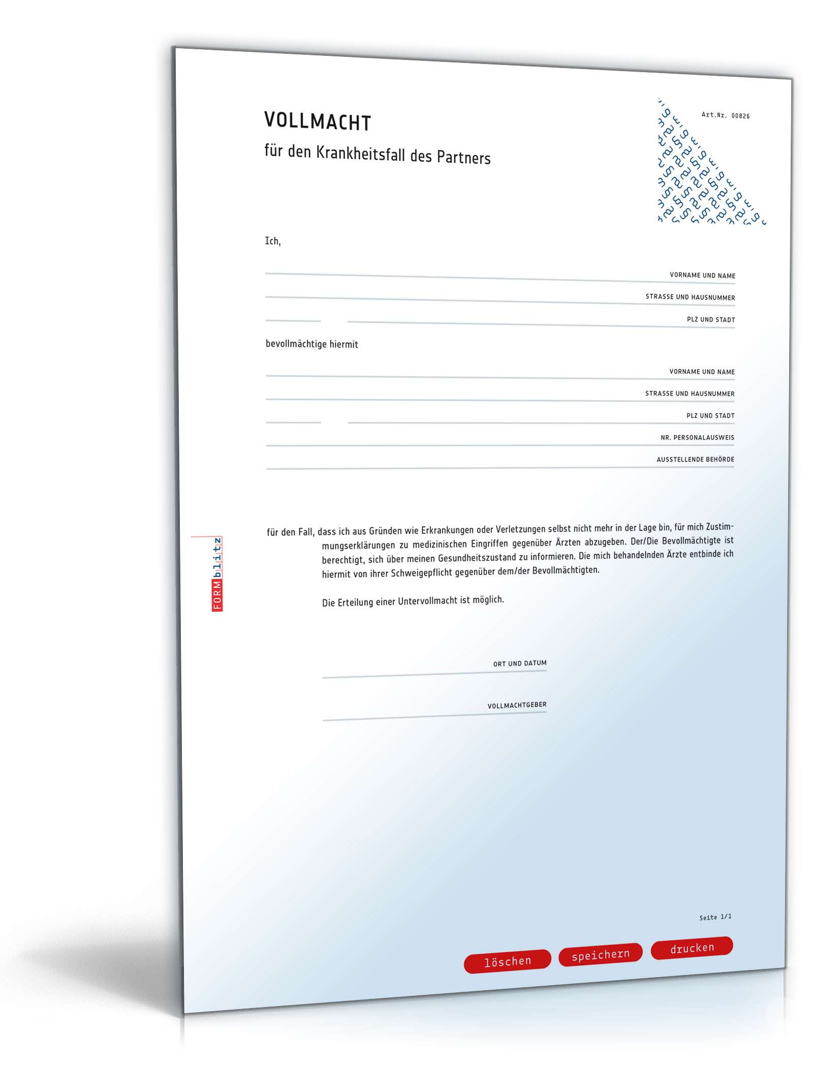 Vollmacht für den Krankheitsfall PDF