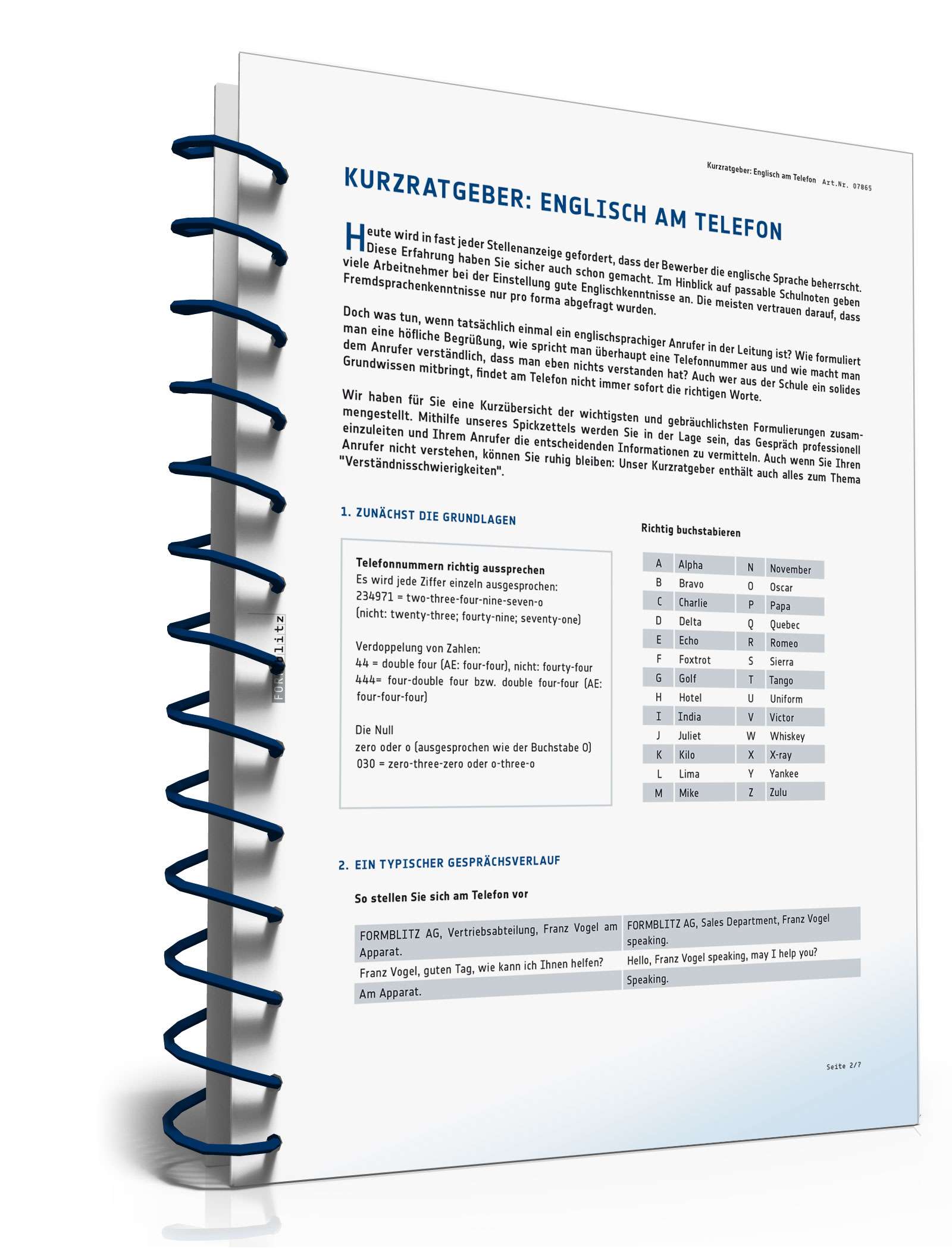 Englisch-Spickzettel fürs Telefon PDF. Seite: 3