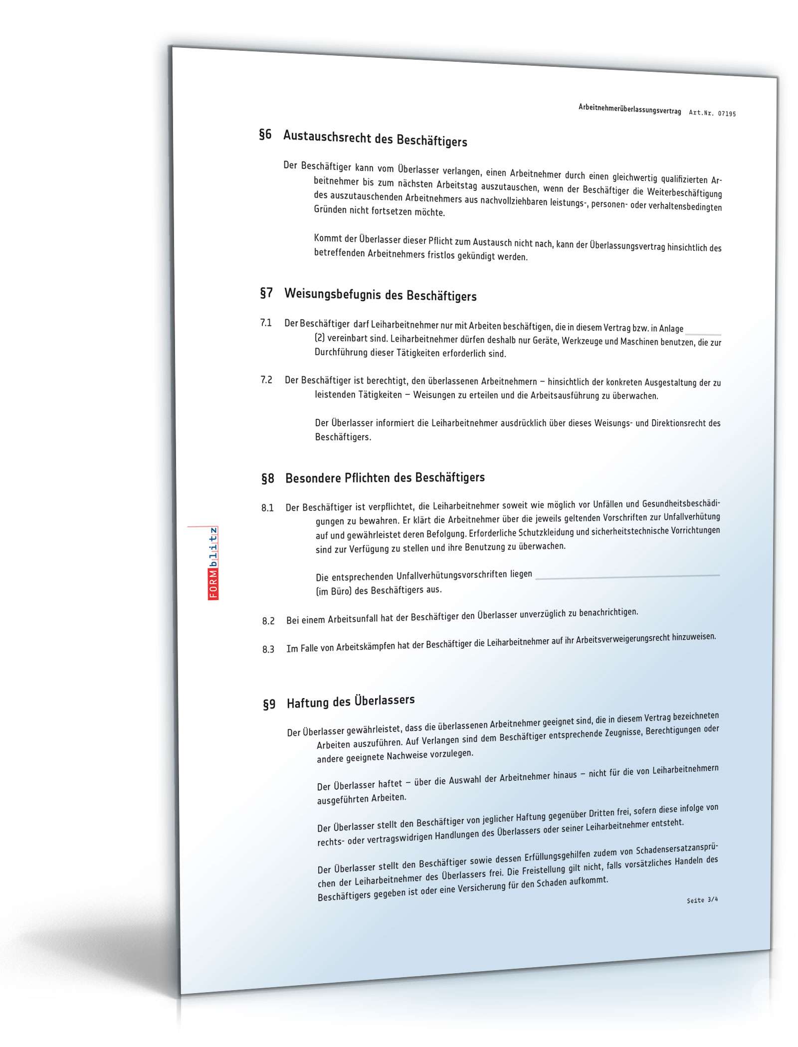 Arbeitnehmerüberlassungsvertrag PDF. Seite: 3