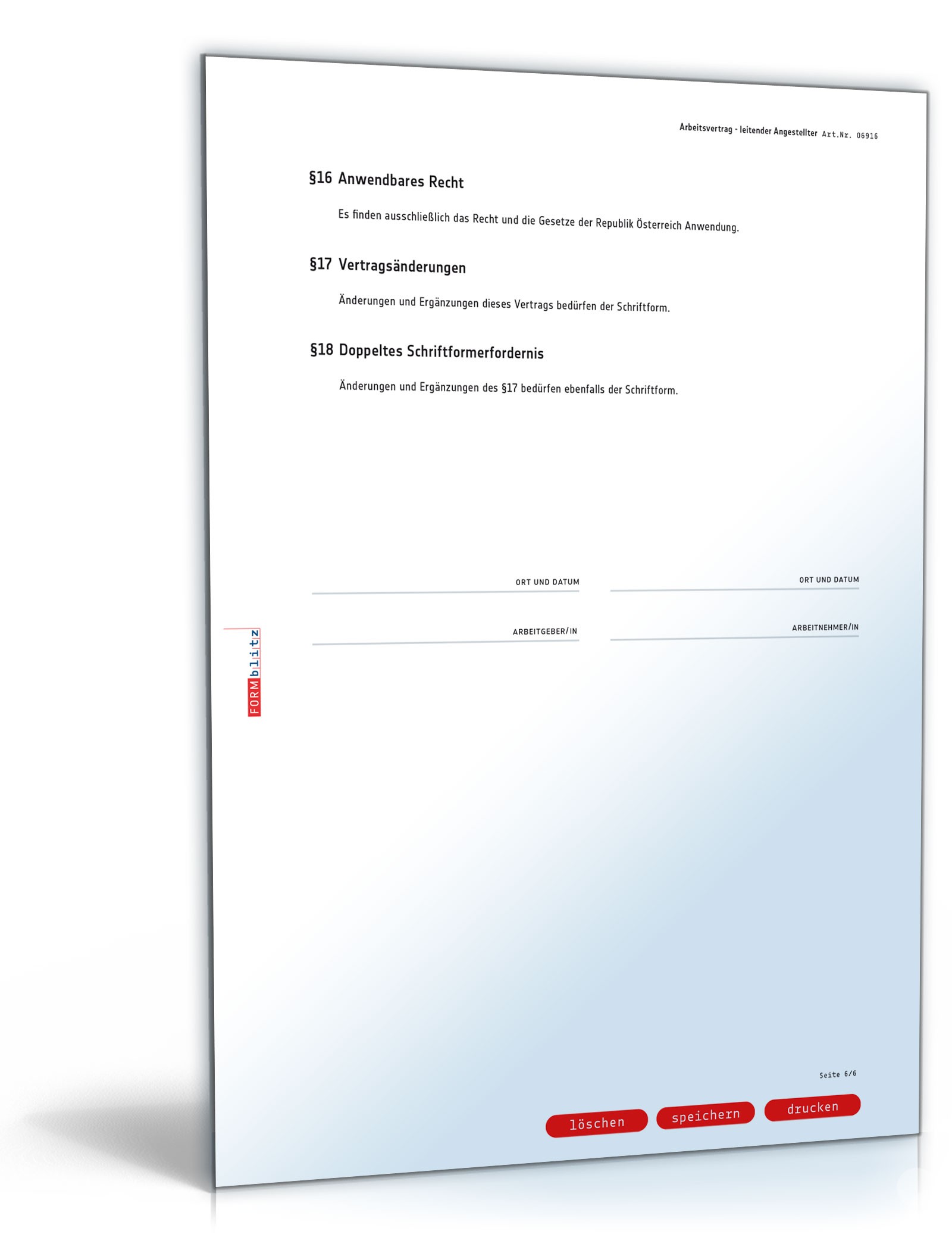 Arbeitsvertrag - leitender Angestellter PDF. Seite: 6