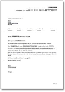 Werbebrief für ein Buffet Word