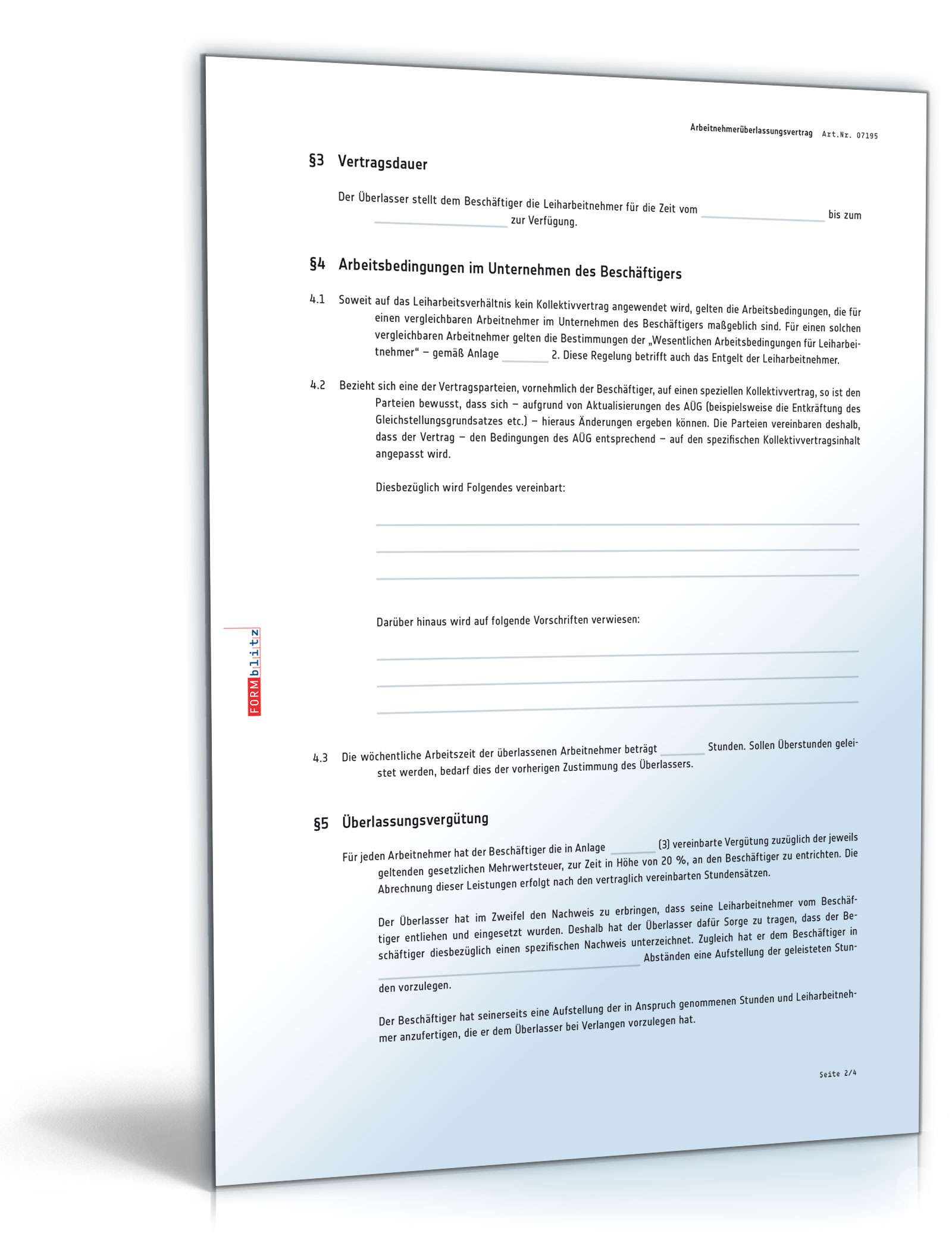 Arbeitnehmerüberlassungsvertrag PDF. Seite: 2