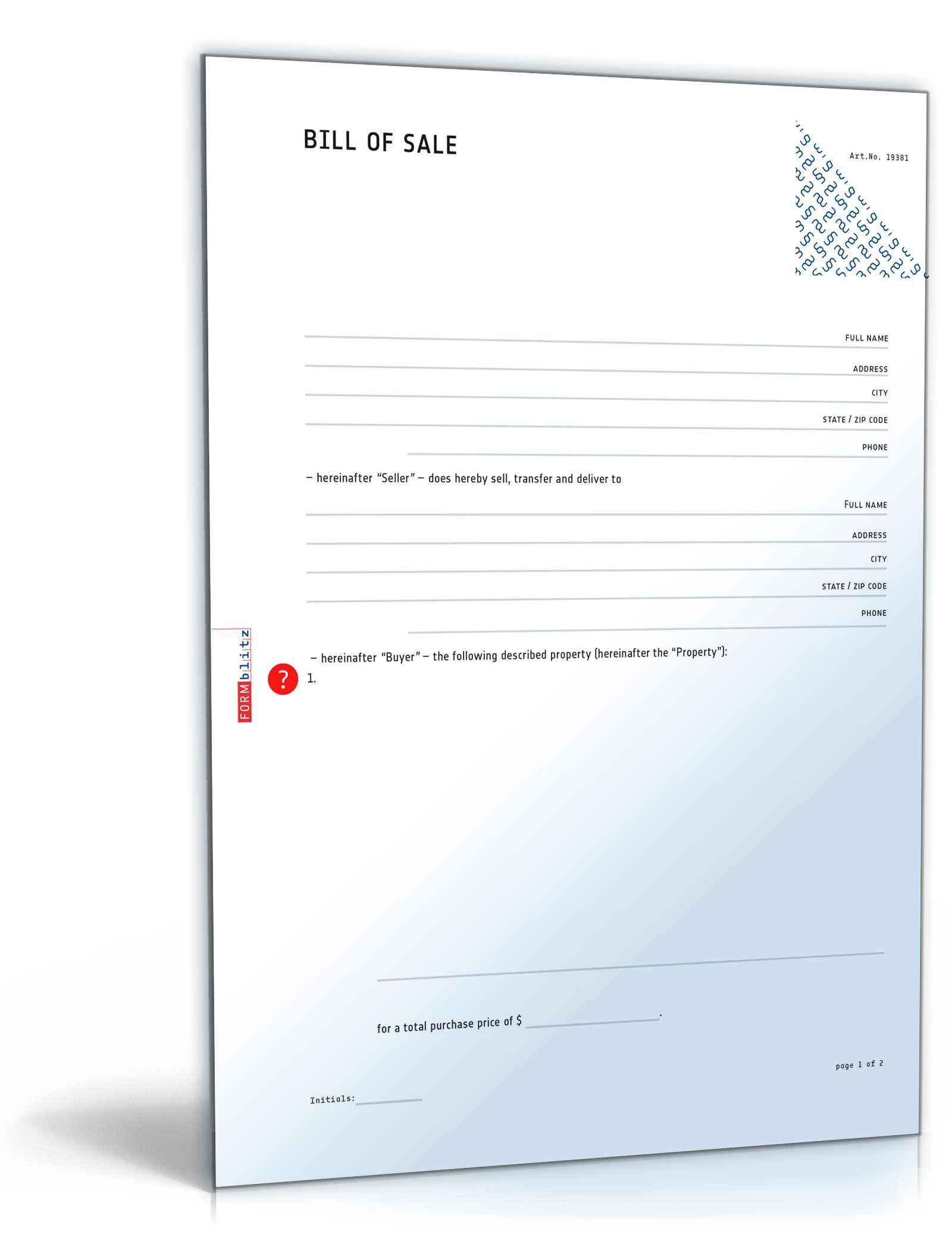 Allgemeiner Kaufvertrag auf Englisch PDF