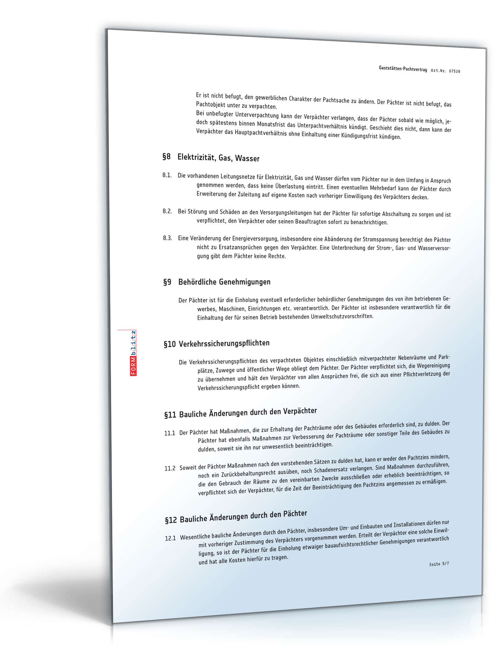 Gaststättenpachtvertrag PDF. Seite: 5